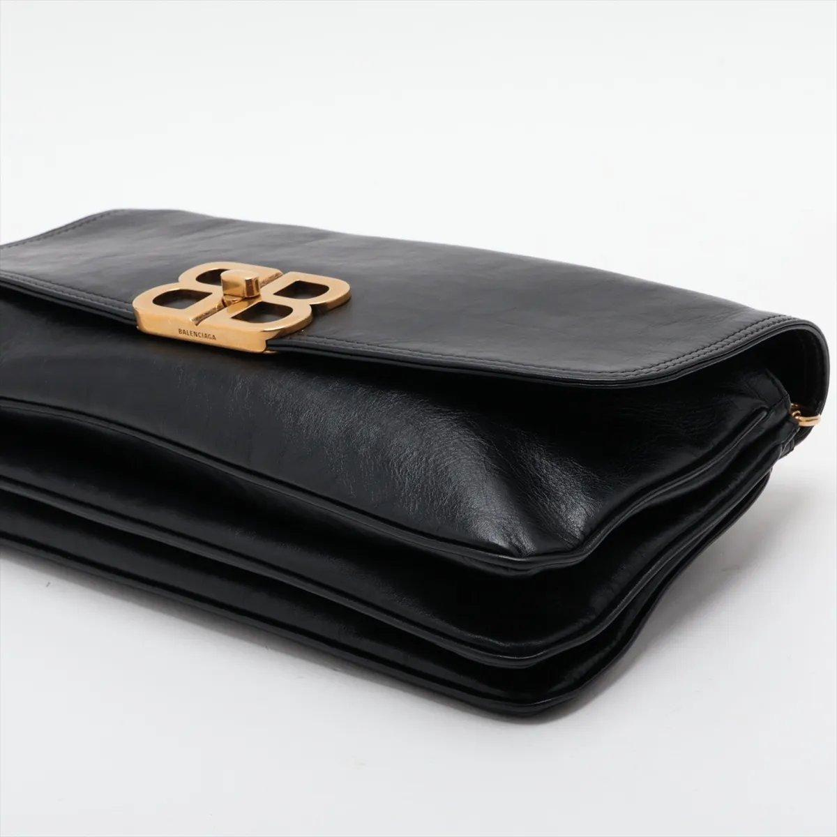 Leather 2-Way Shoulder Bag, Black, 748596 — view 3