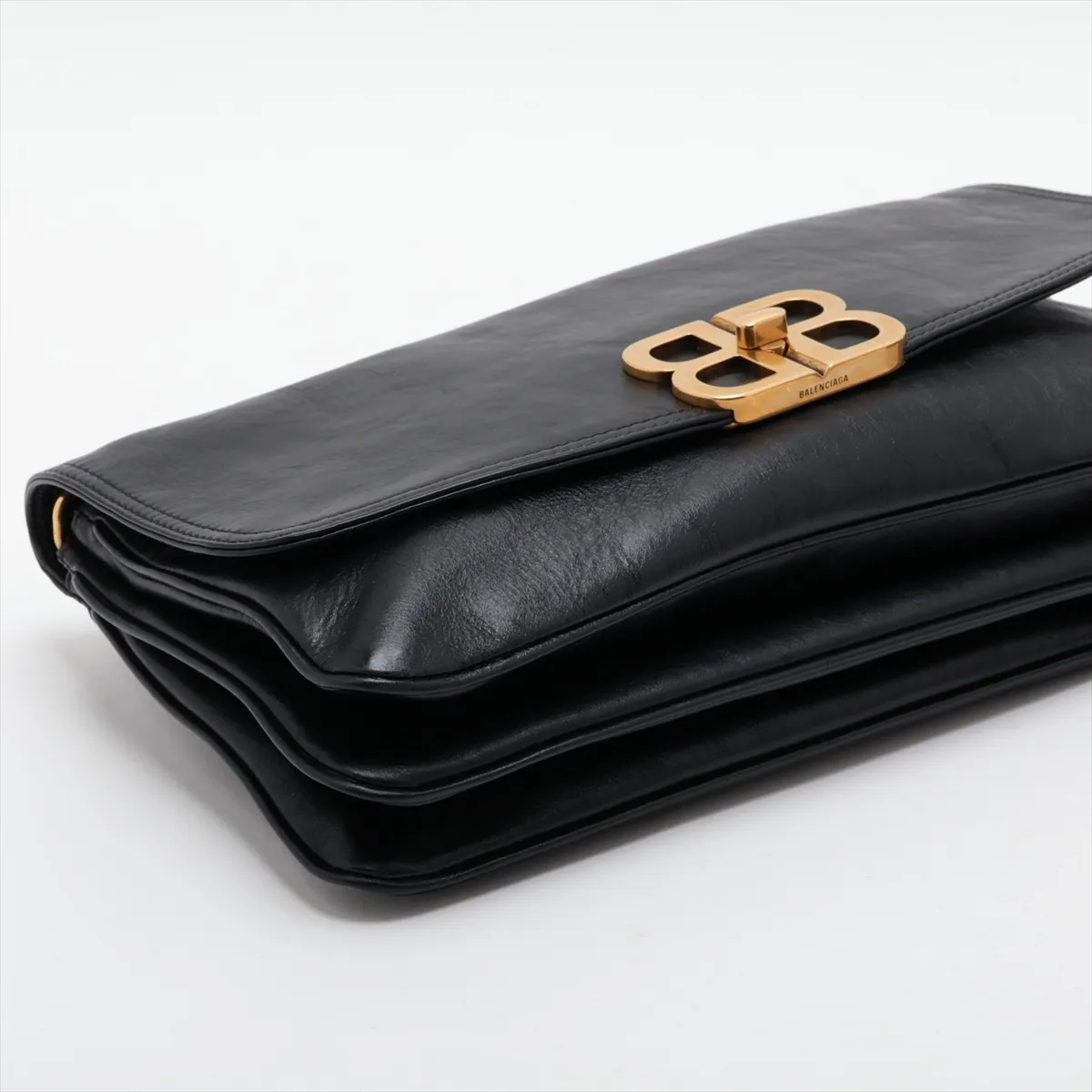 Leather 2-Way Shoulder Bag, Black, 748596 — view 4
