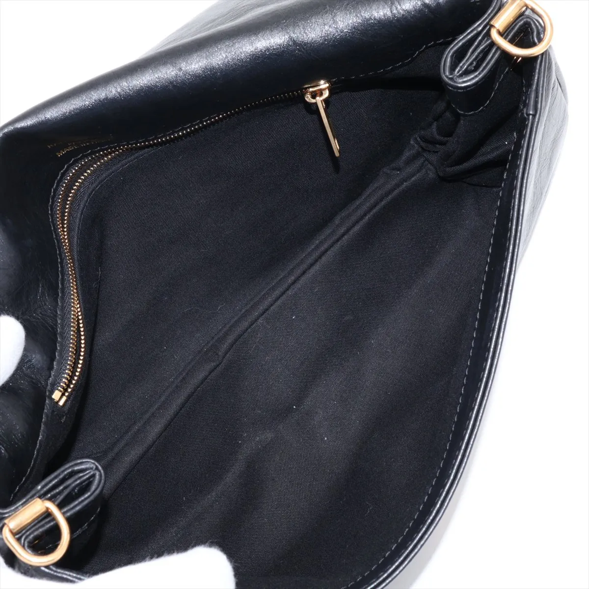 Leather 2-Way Shoulder Bag, Black, 748596 — view 6