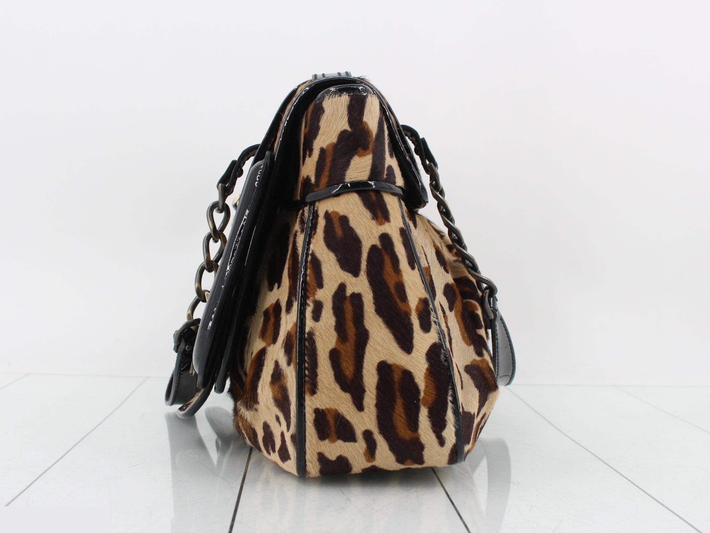 B Bag Chain Shoulder Bag Calf Hair Leather Patent Leather — view 3