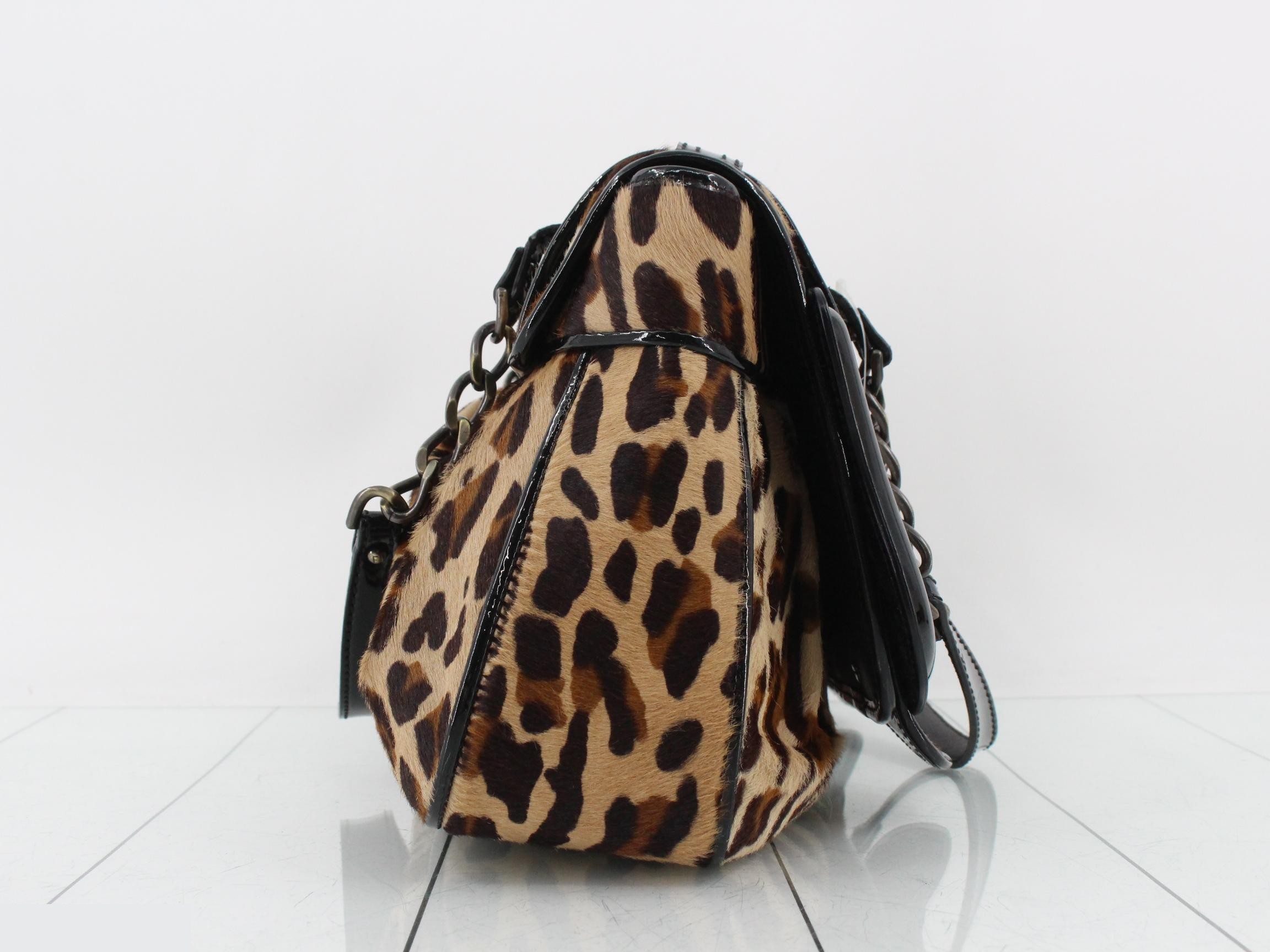B Bag Chain Shoulder Bag Calf Hair Leather Patent Leather — view 4