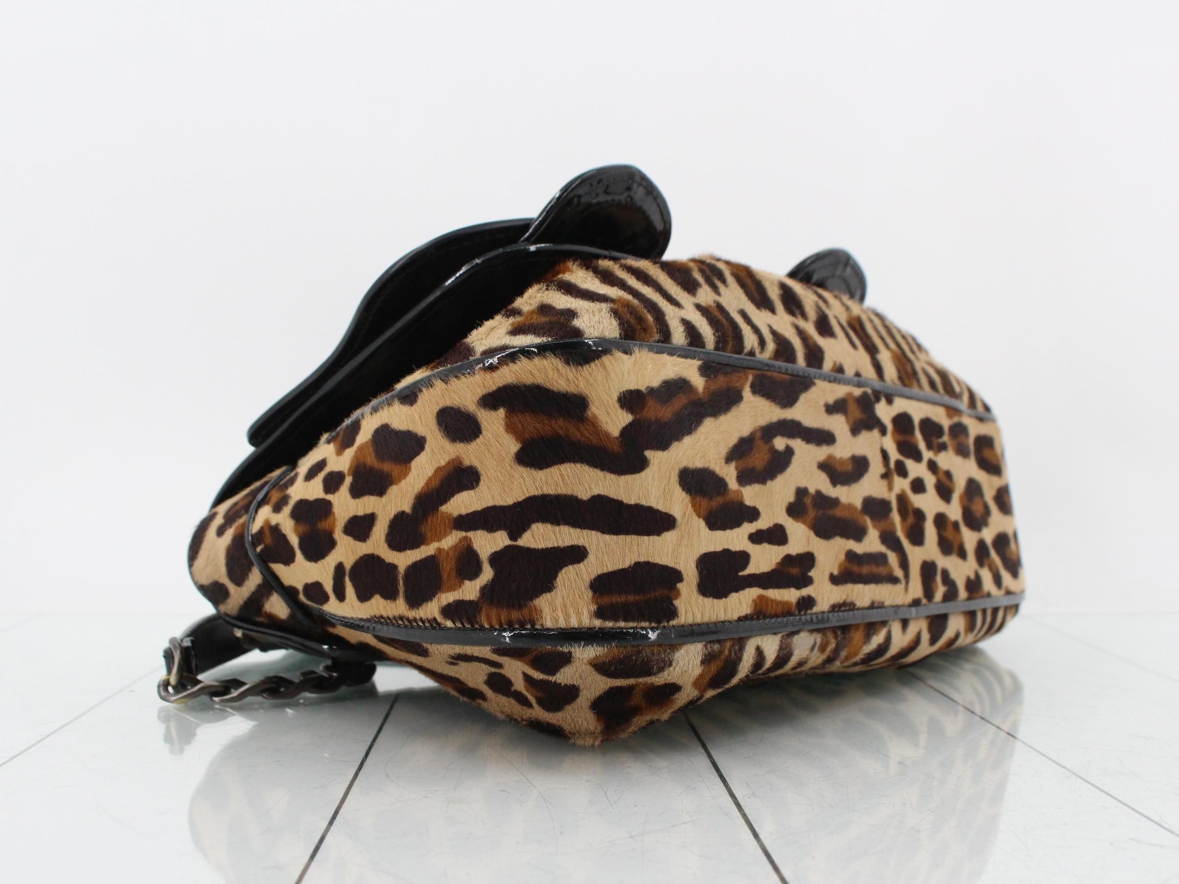 B Bag Chain Shoulder Bag Calf Hair Leather Patent Leather — view 5