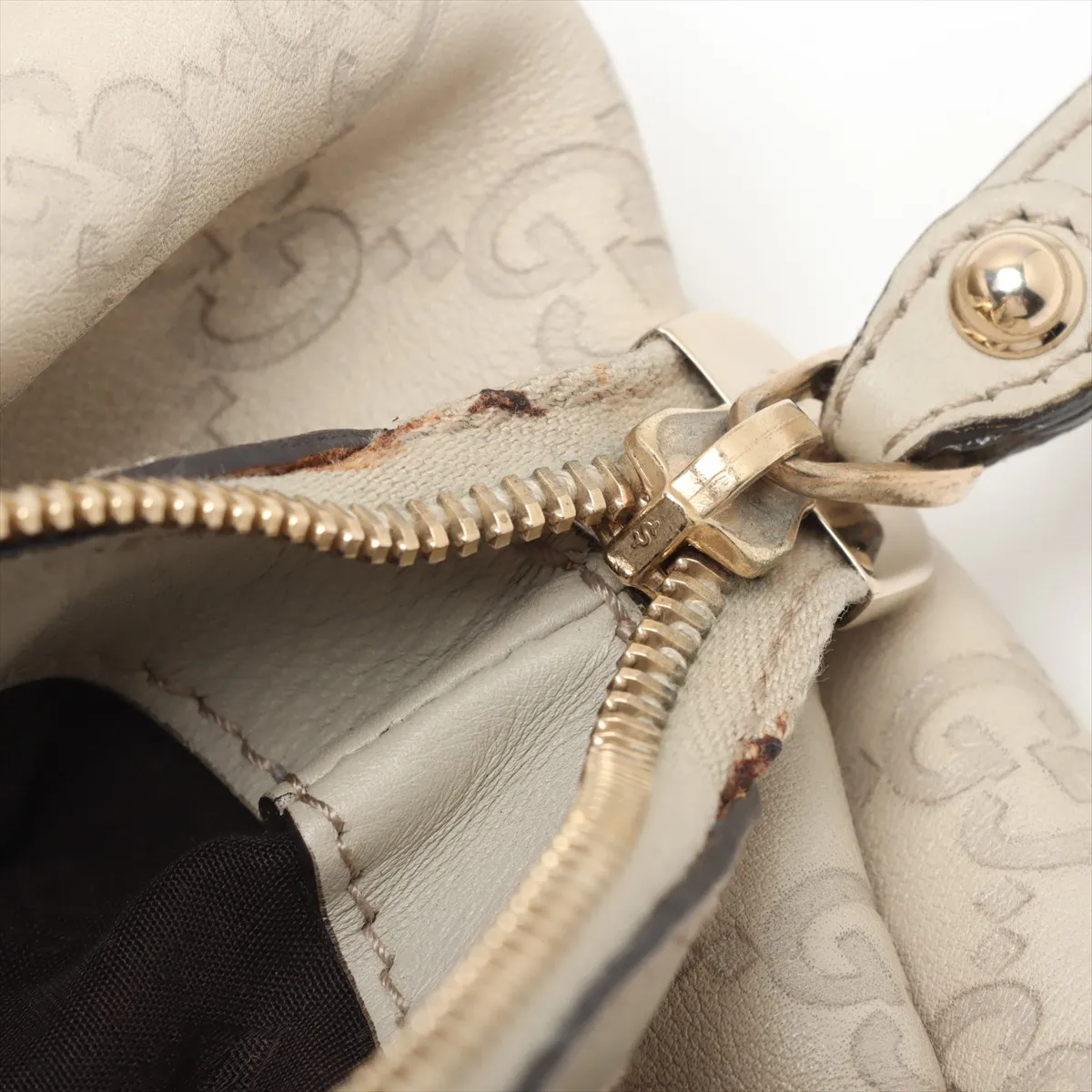 Guccisima Sookie Leather Tote Bag Beige 223974 — view 11
