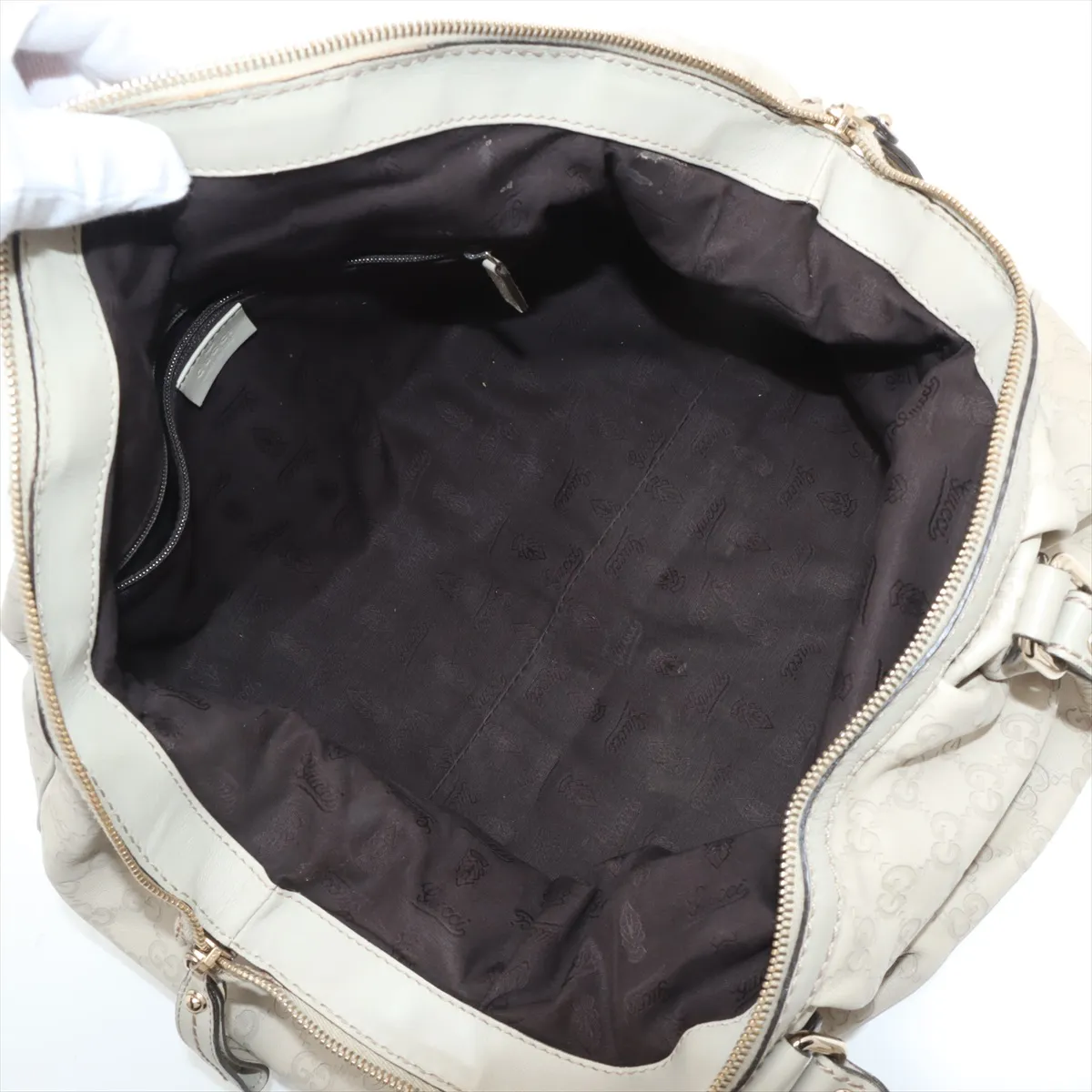 Guccisima Sookie Leather Tote Bag Beige 223974 — view 8