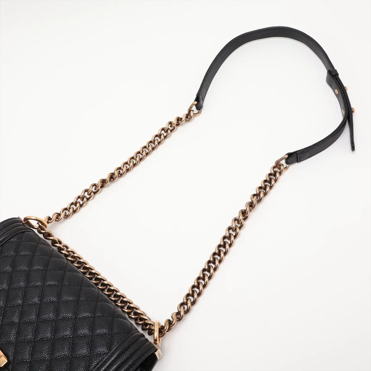 Boy Chanel 25 Caviar Skin Chain Shoulder Bag, Black with Gold Hardware, 19890447, Serial Number 19-series, A67086 — view 5