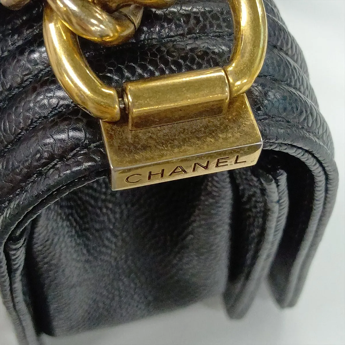 Boy Chanel 25 Caviar Skin Chain Shoulder Bag, Black with Gold Hardware, 19890447, Serial Number 19-series, A67086 — view 10