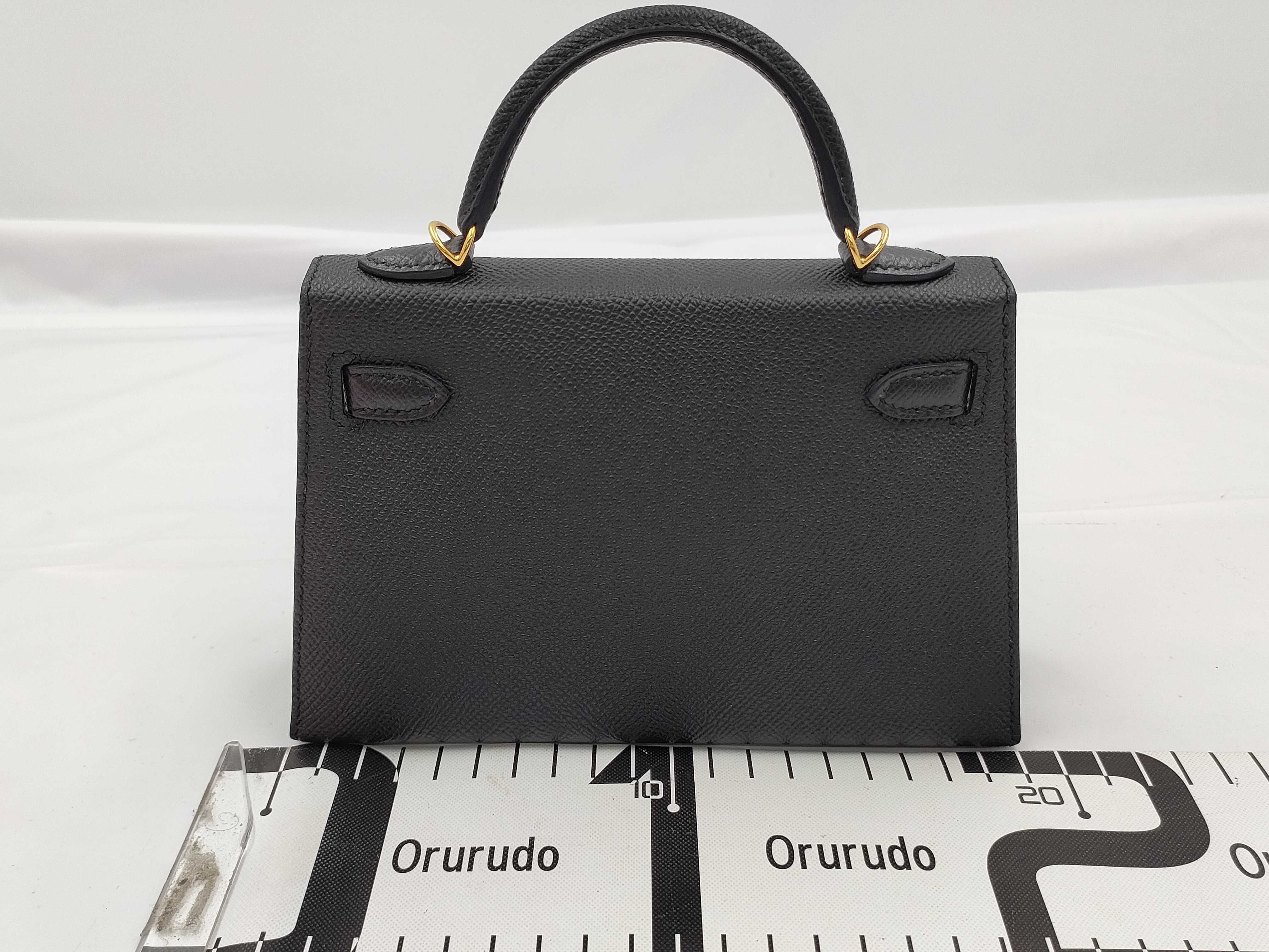 Mini Kelly II Shoulder Bag, Epsom Leather, Black, Gold Hardware, A Stamp, Shoulder Strap — view 2
