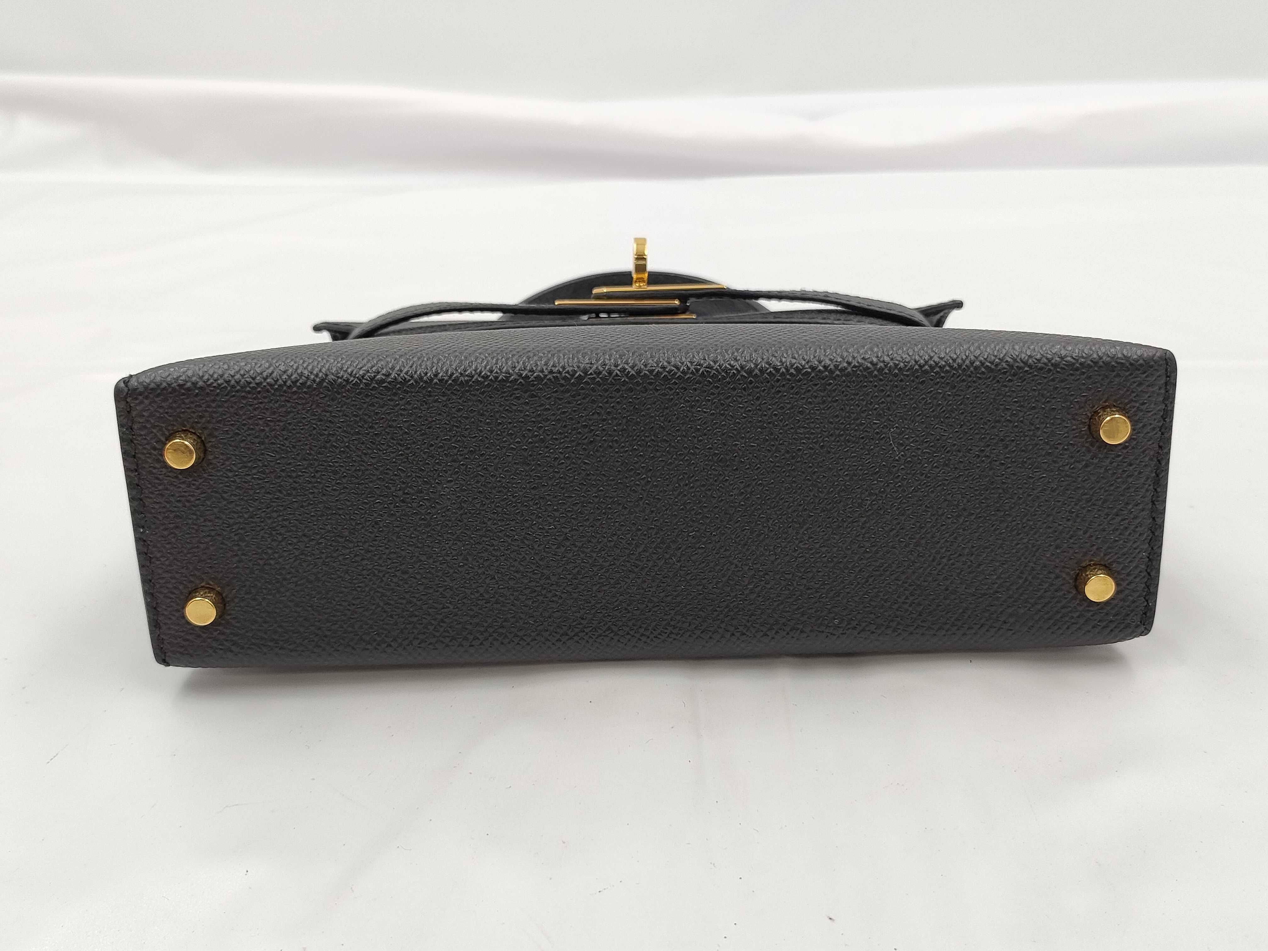 Mini Kelly II Shoulder Bag, Epsom Leather, Black, Gold Hardware, A Stamp, Shoulder Strap — view 3