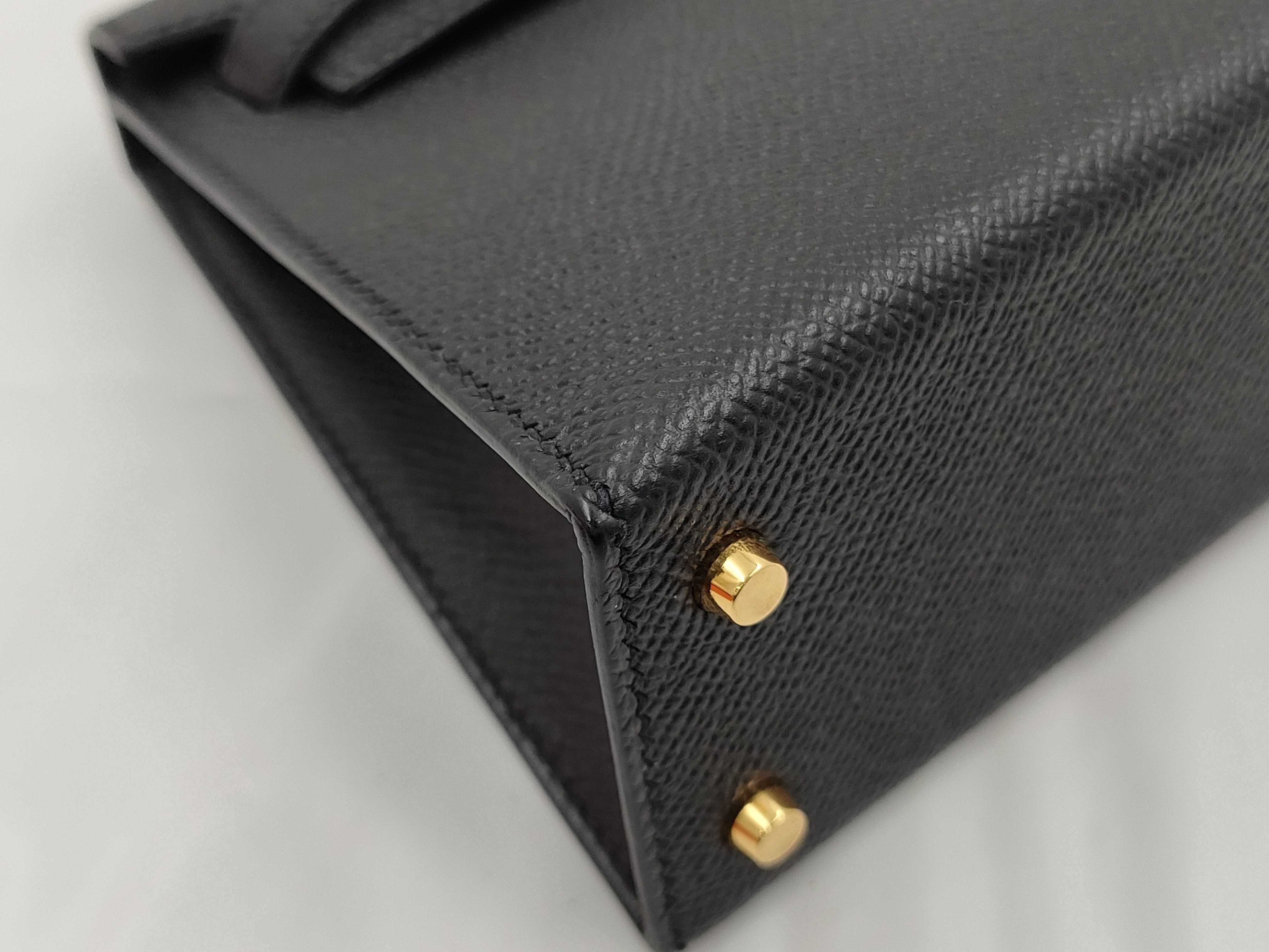 Mini Kelly II Shoulder Bag, Epsom Leather, Black, Gold Hardware, A Stamp, Shoulder Strap — view 4