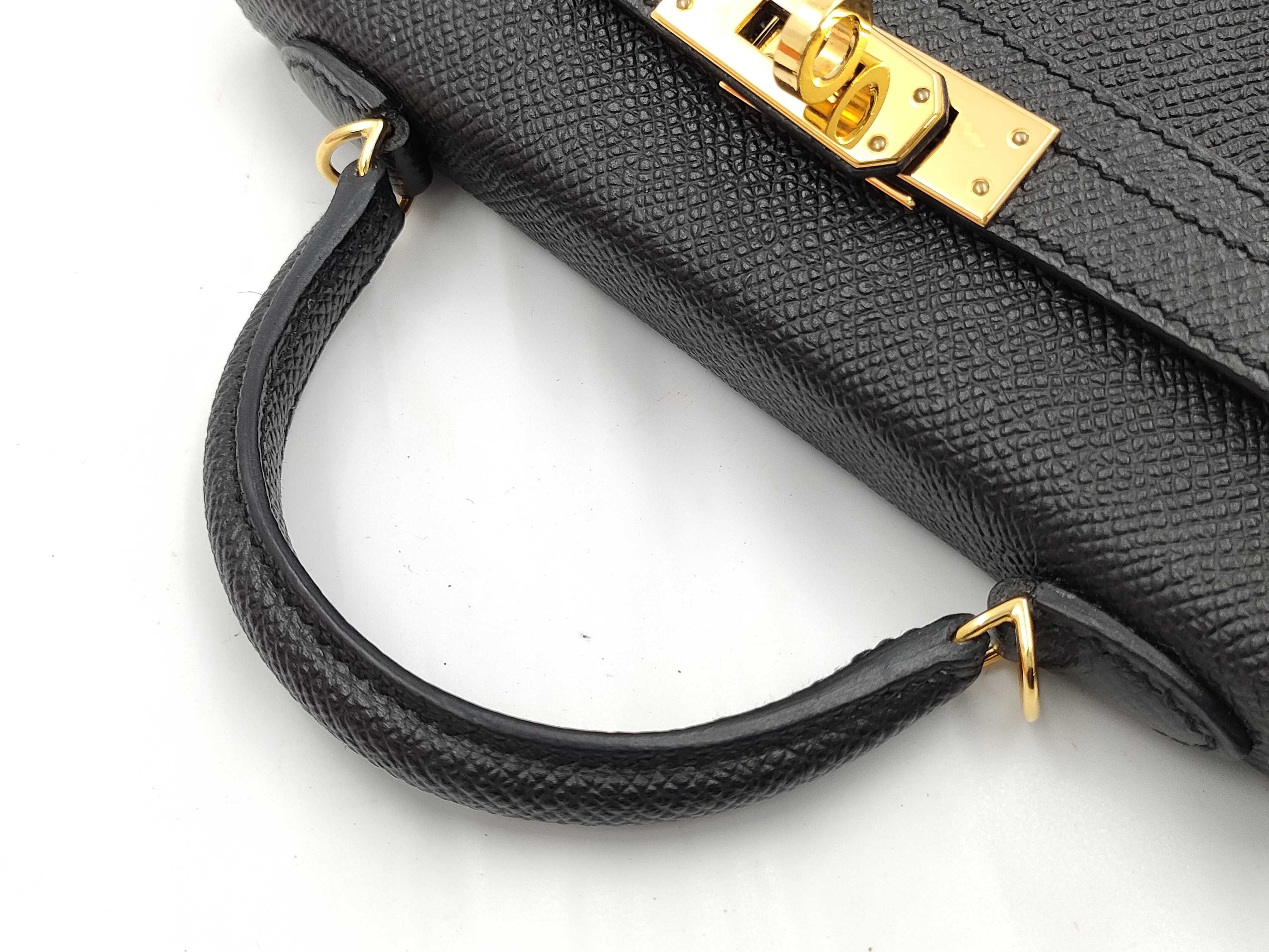 Mini Kelly II Shoulder Bag, Epsom Leather, Black, Gold Hardware, A Stamp, Shoulder Strap — view 5