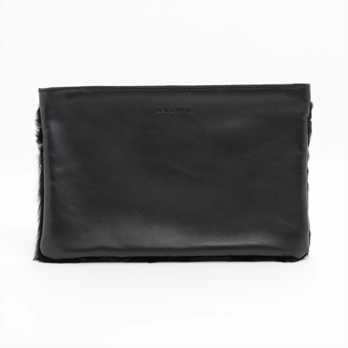 fur x leather pouch black — view 2