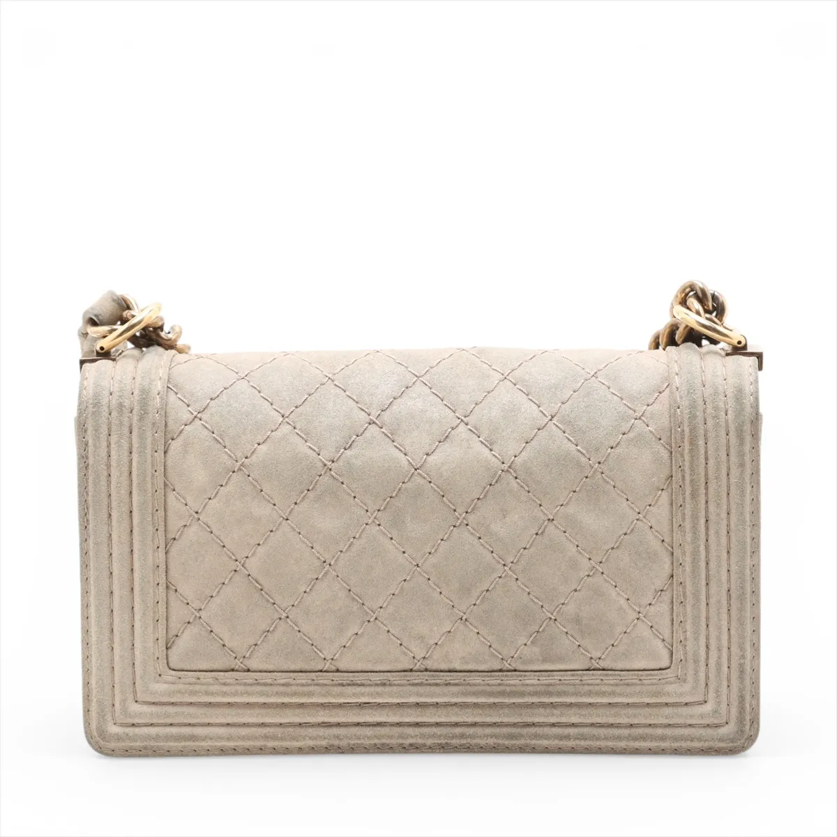 Boy Chanel 25 Suede Chain Shoulder Bag Wild Stitch Beige Gold Hardware 18187082 18th Series A67086 — view 2