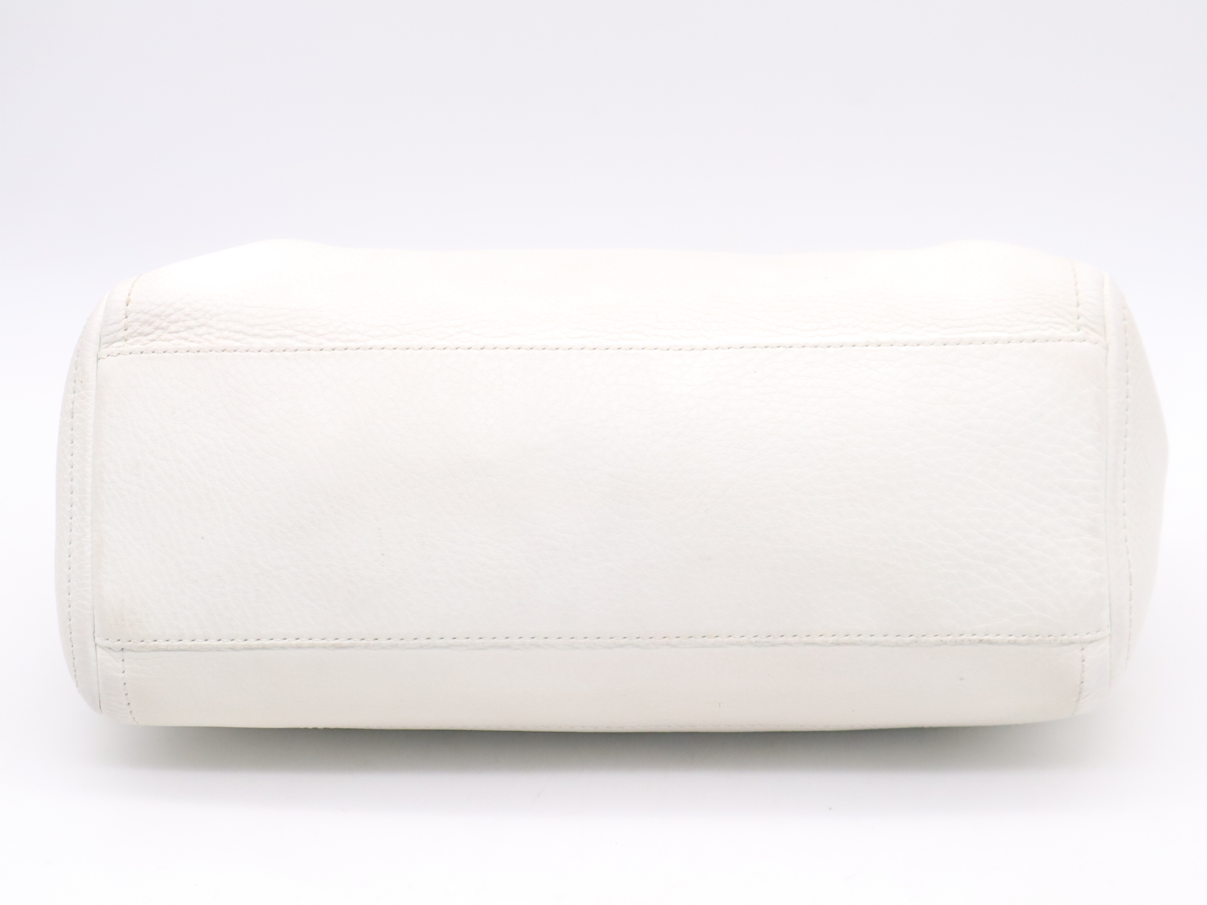 Leather Mini Boston Bag with White Leather, Gold Hardware, and Card Holder — view 4