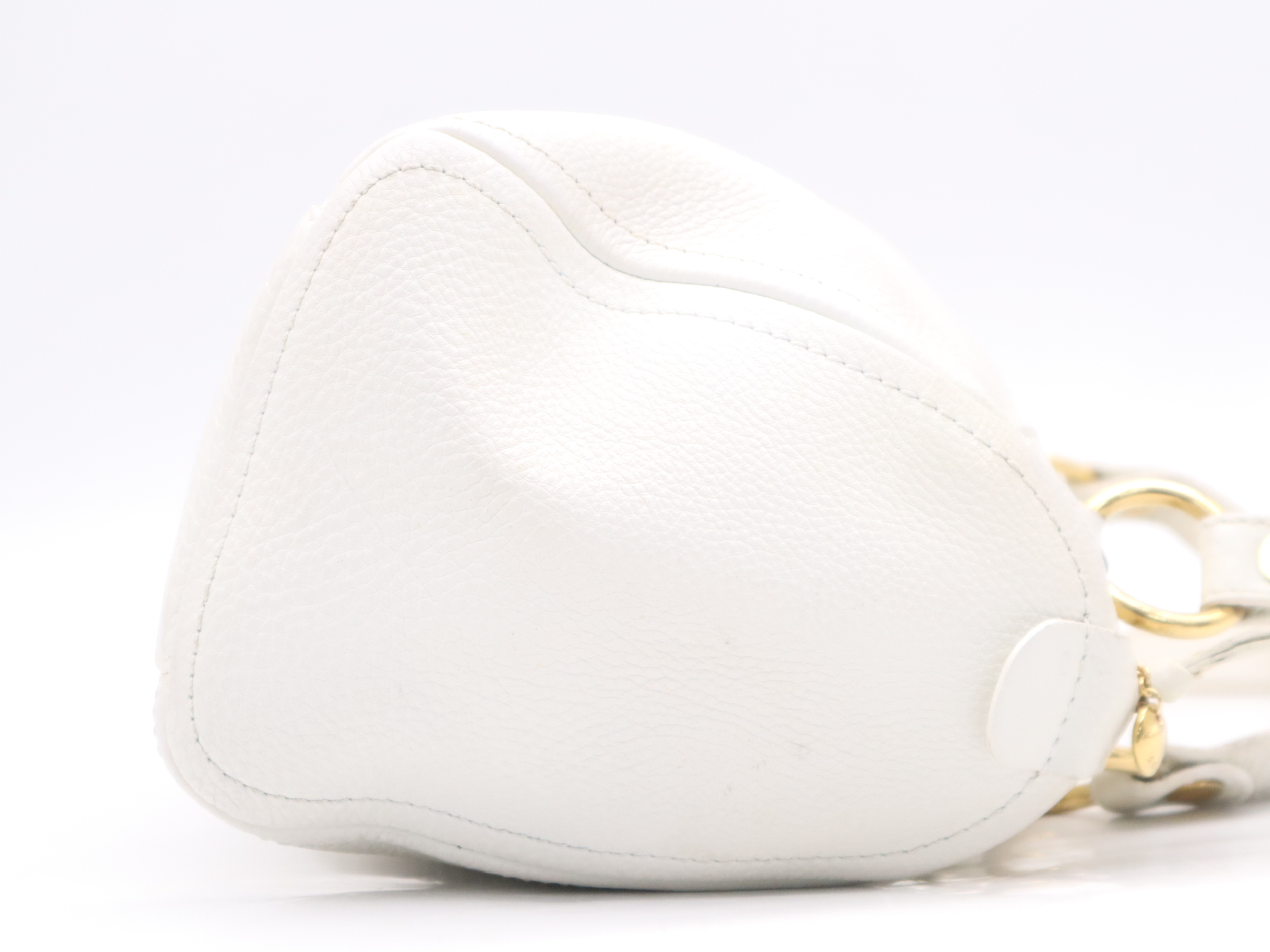 Leather Mini Boston Bag with White Leather, Gold Hardware, and Card Holder — view 5