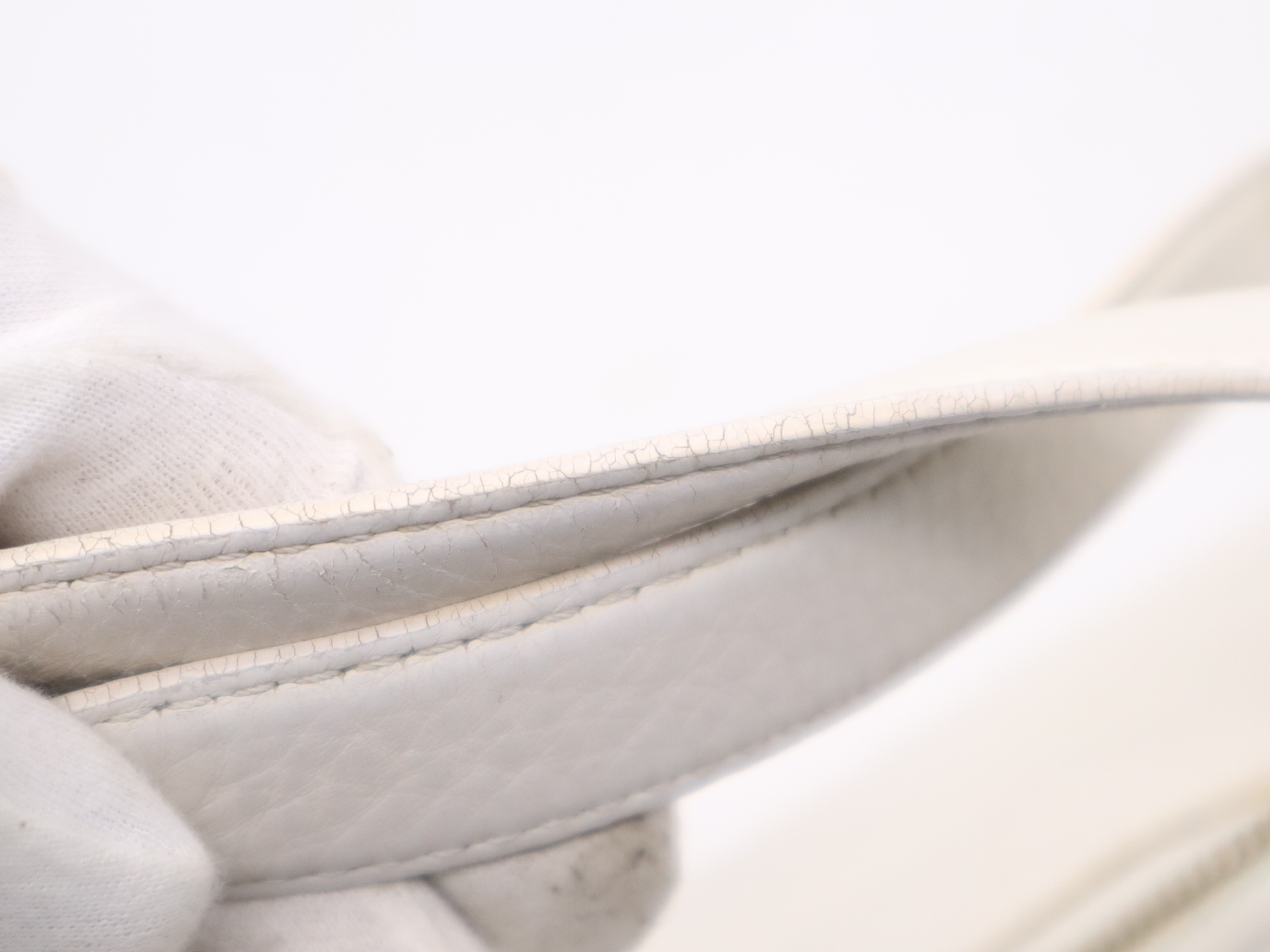 Leather Mini Boston Bag with White Leather, Gold Hardware, and Card Holder — view 9