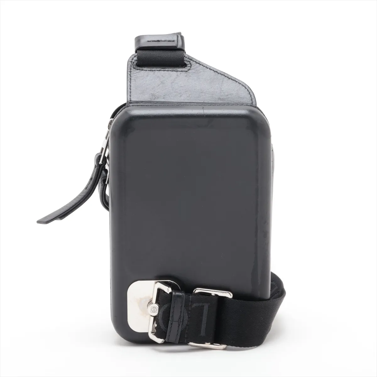 Molded Sling Bag Leather Body Bag Black — view 2