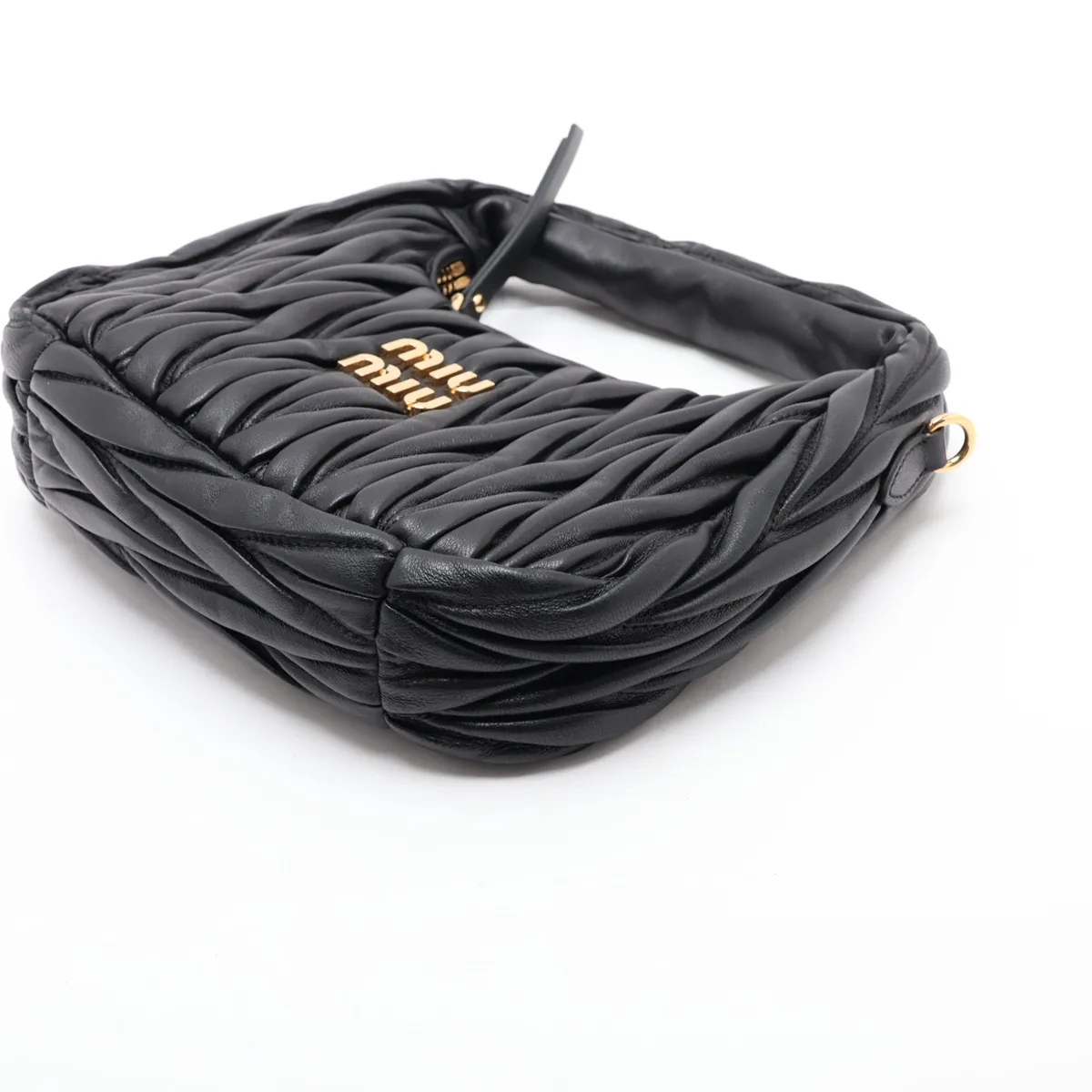 Matelassé Wonder Leather Handbag, Black — view 3