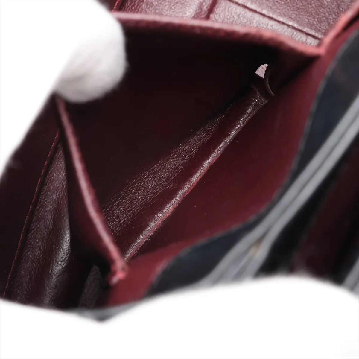 Matelassé Leather 2-Way Shoulder Bag, Black x Red, Gunmetal Hardware — view 14