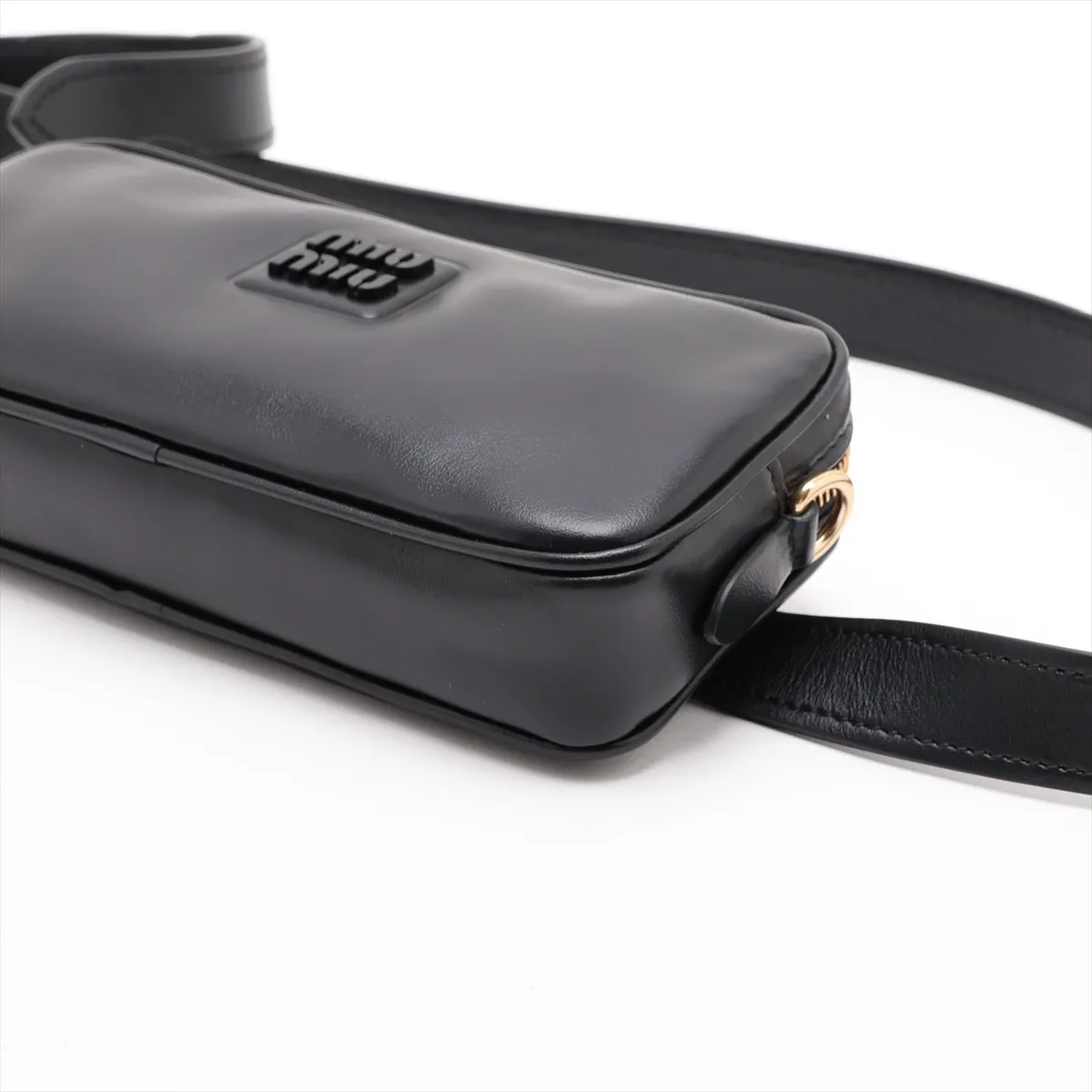 Leather Waist Pouch, Black, DNP104 — view 3