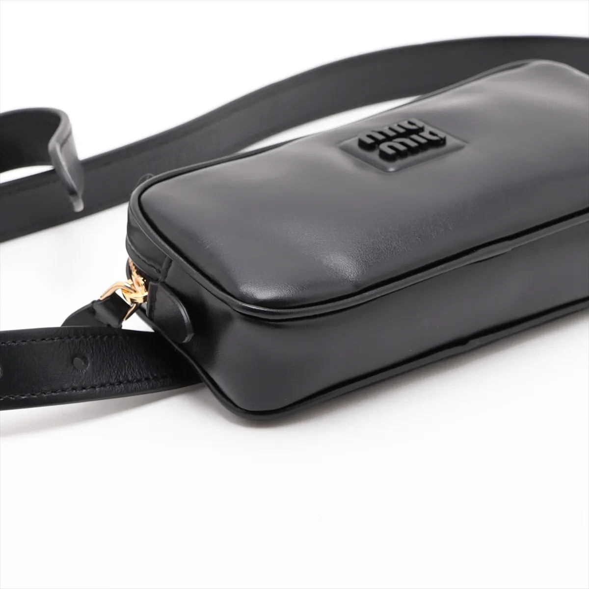 Leather Waist Pouch, Black, DNP104 — view 4