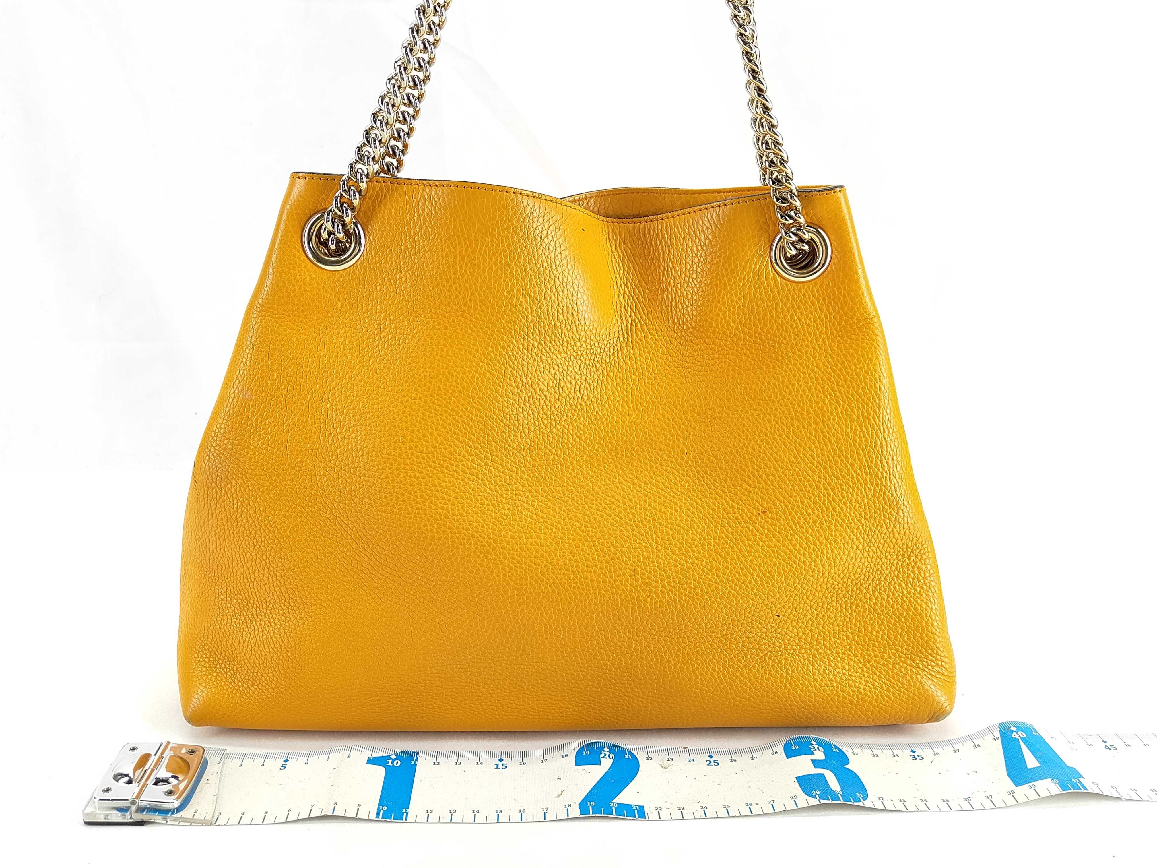 Soho PH - Soho Yellow Leather With Tassel Chain Tote Bag — view 2