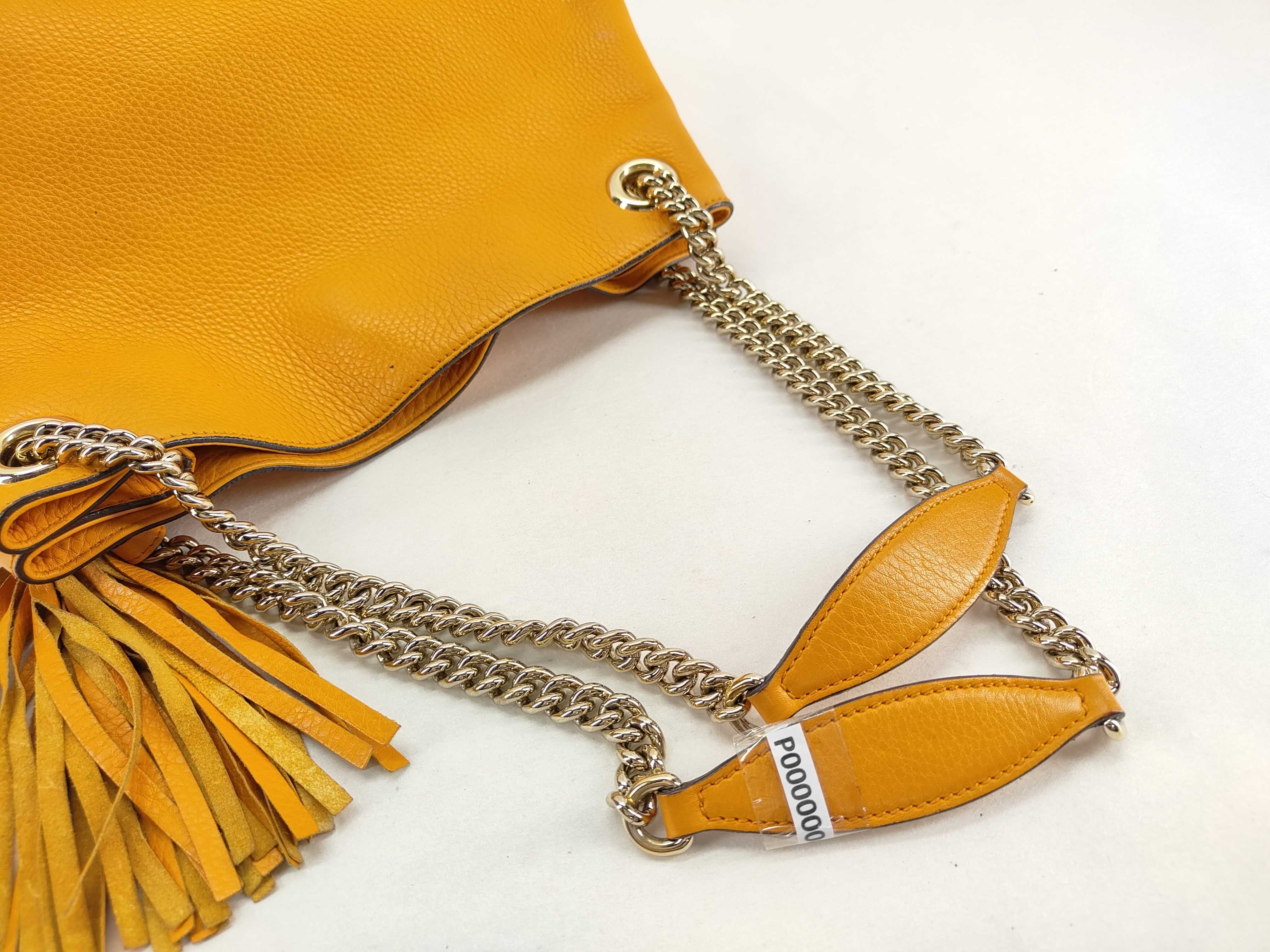 Soho PH - Soho Yellow Leather With Tassel Chain Tote Bag — view 4