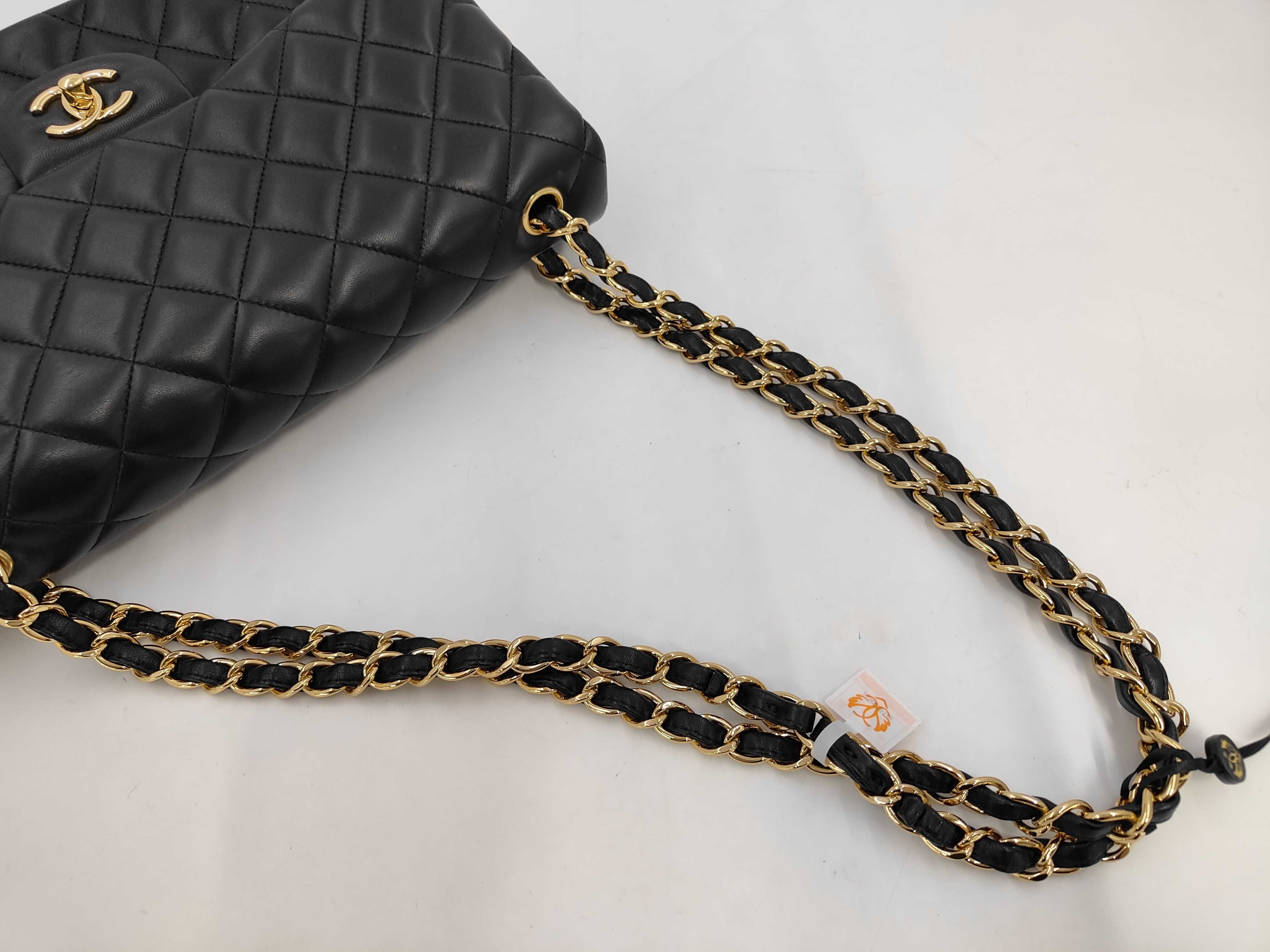 Matelassé Jumbo Lambskin Shoulder Bag in Black with Gold Hardware — view 5