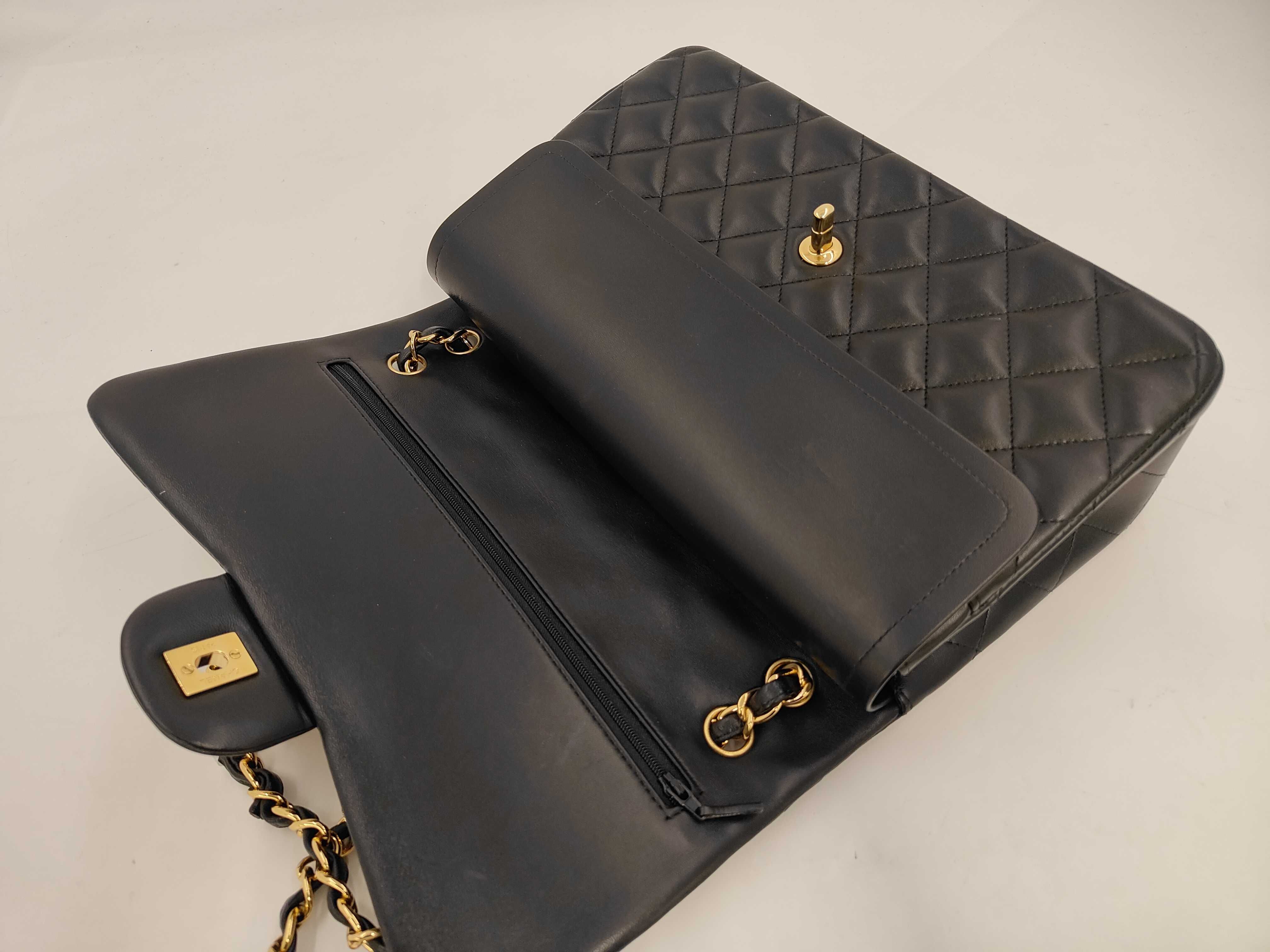 Matelassé Jumbo Lambskin Shoulder Bag in Black with Gold Hardware — view 8