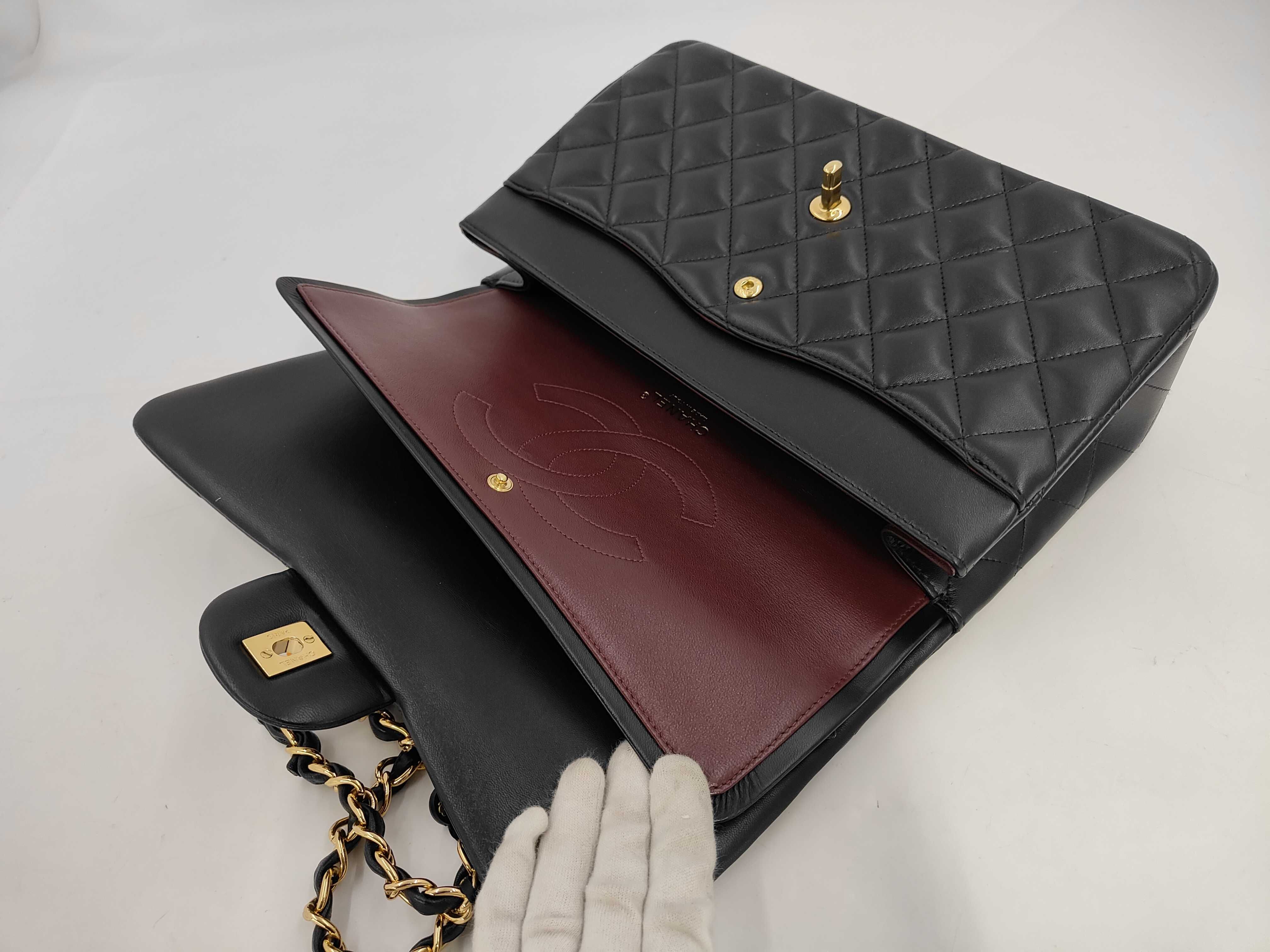 Matelassé Jumbo Lambskin Shoulder Bag in Black with Gold Hardware — view 9