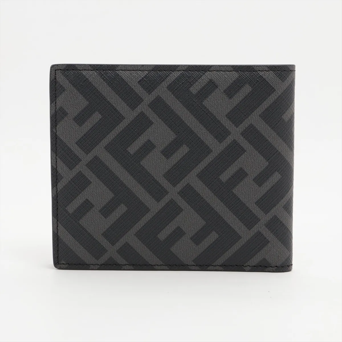 FF Zucca 7M0169 Leather Compact Wallet, Black — view 2