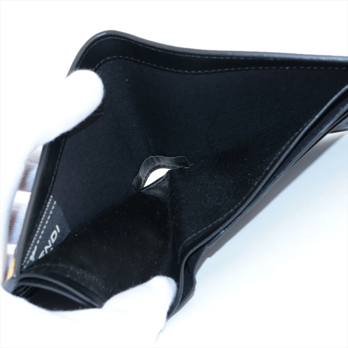 FF Zucca 7M0169 Leather Compact Wallet, Black — view 4