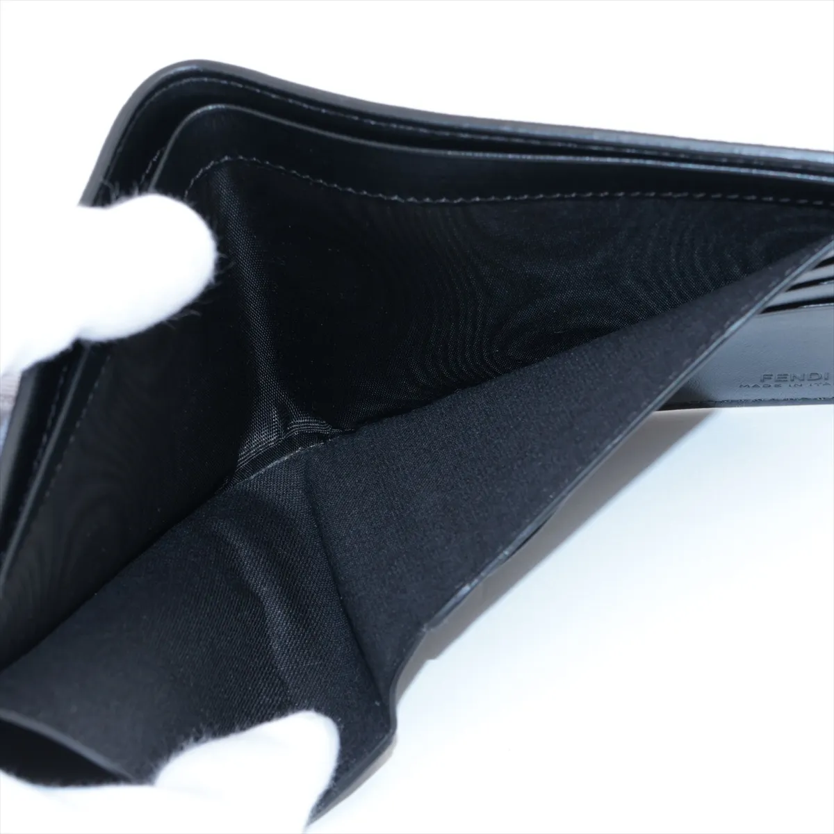 FF Zucca 7M0169 Leather Compact Wallet, Black — view 5