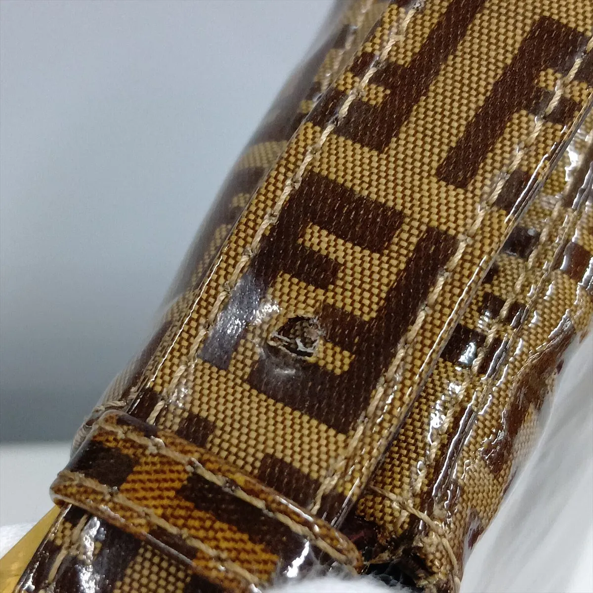 Zucchino Mamma Bucket PVC x Leather Shoulder Bag Brown 26424 — view 13