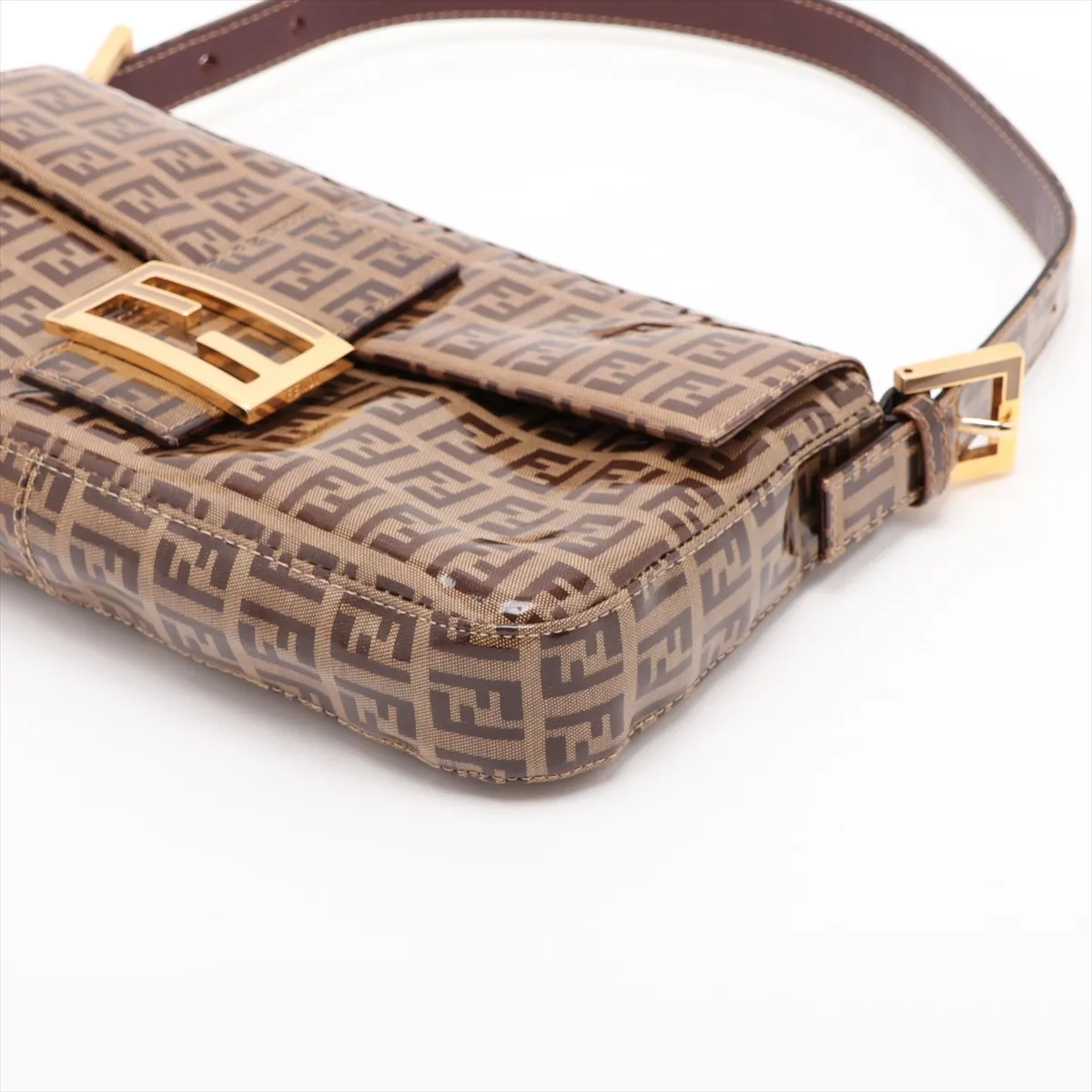 Zucchino Mamma Bucket PVC x Leather Shoulder Bag Brown 26424 — view 3
