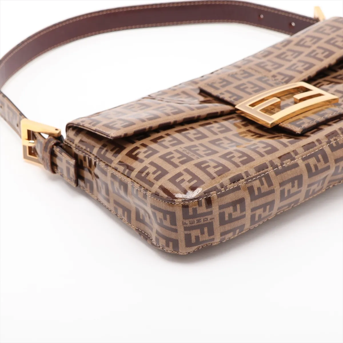Zucchino Mamma Bucket PVC x Leather Shoulder Bag Brown 26424 — view 4