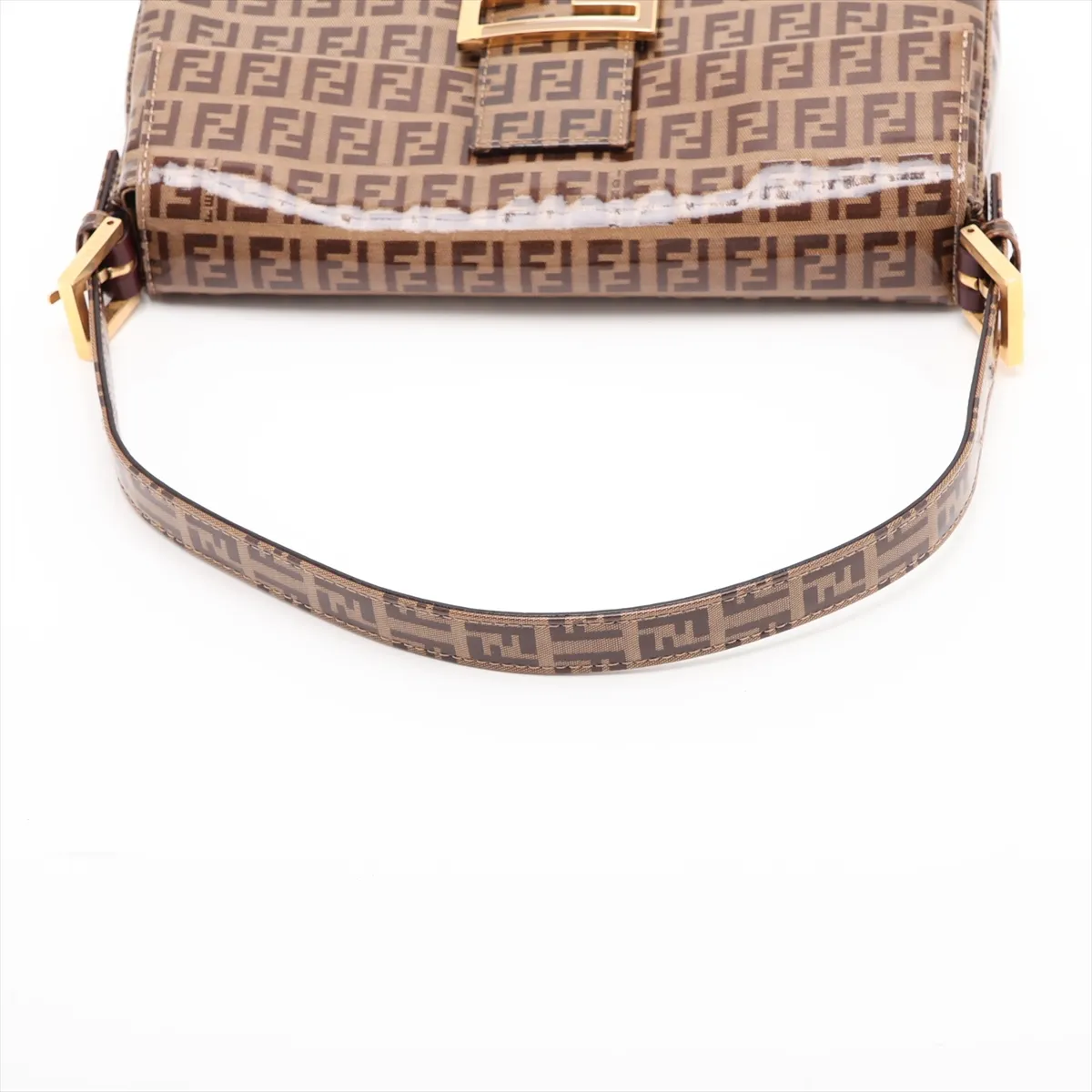 Zucchino Mamma Bucket PVC x Leather Shoulder Bag Brown 26424 — view 5