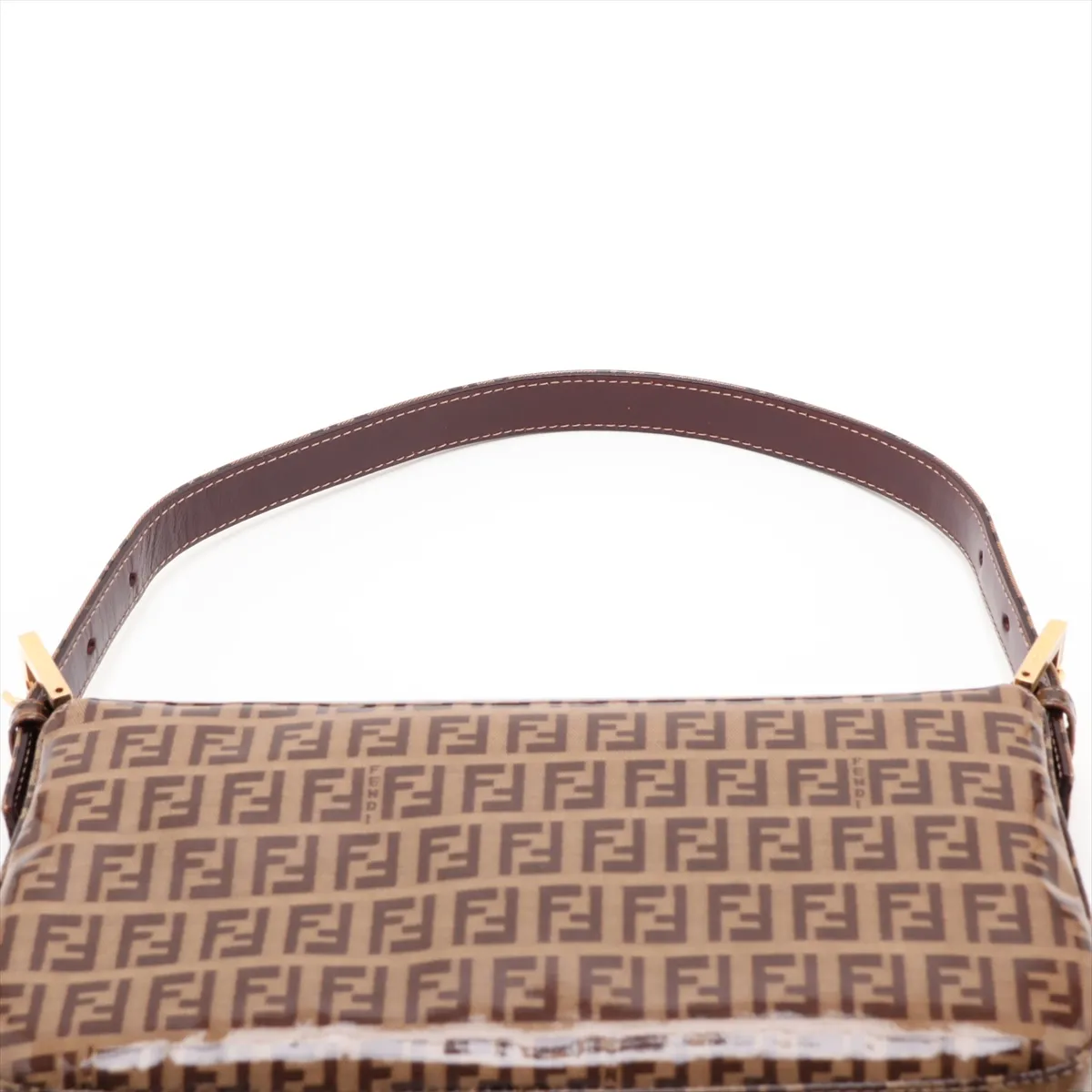 Zucchino Mamma Bucket PVC x Leather Shoulder Bag Brown 26424 — view 6
