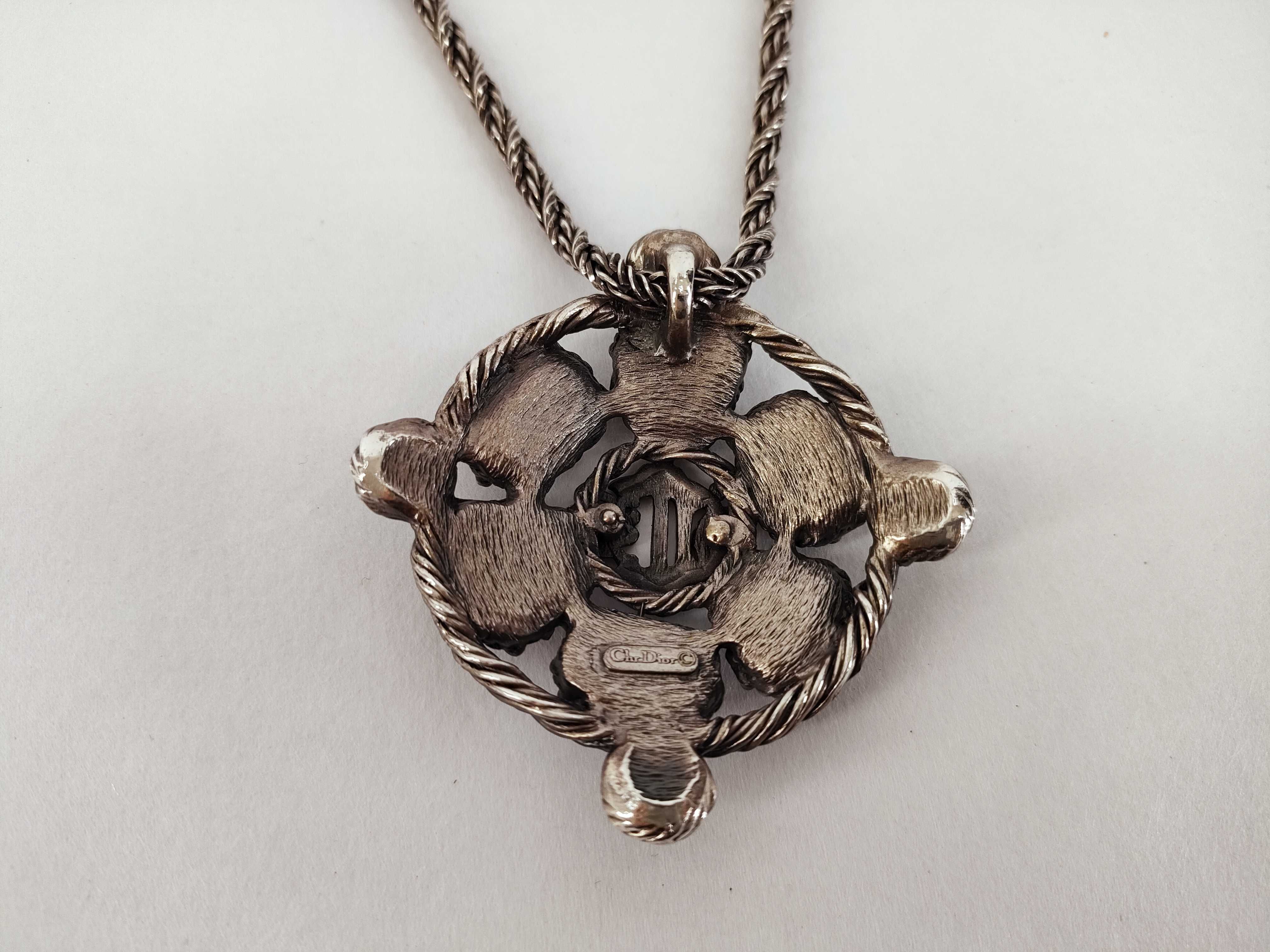 necklace, colored stone, antique rope chain, accessory, pendant necklace — view 2