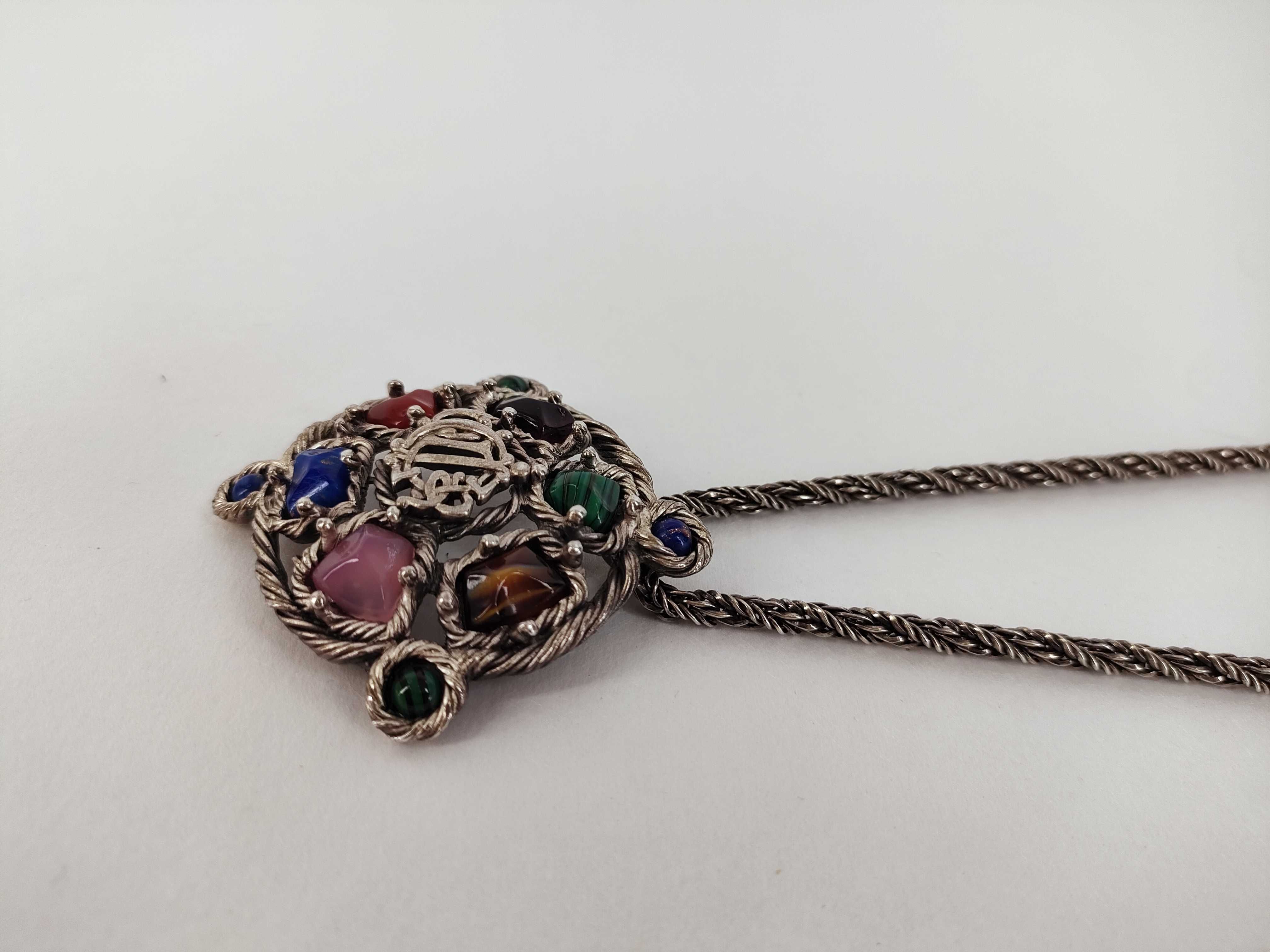 necklace, colored stone, antique rope chain, accessory, pendant necklace — view 6