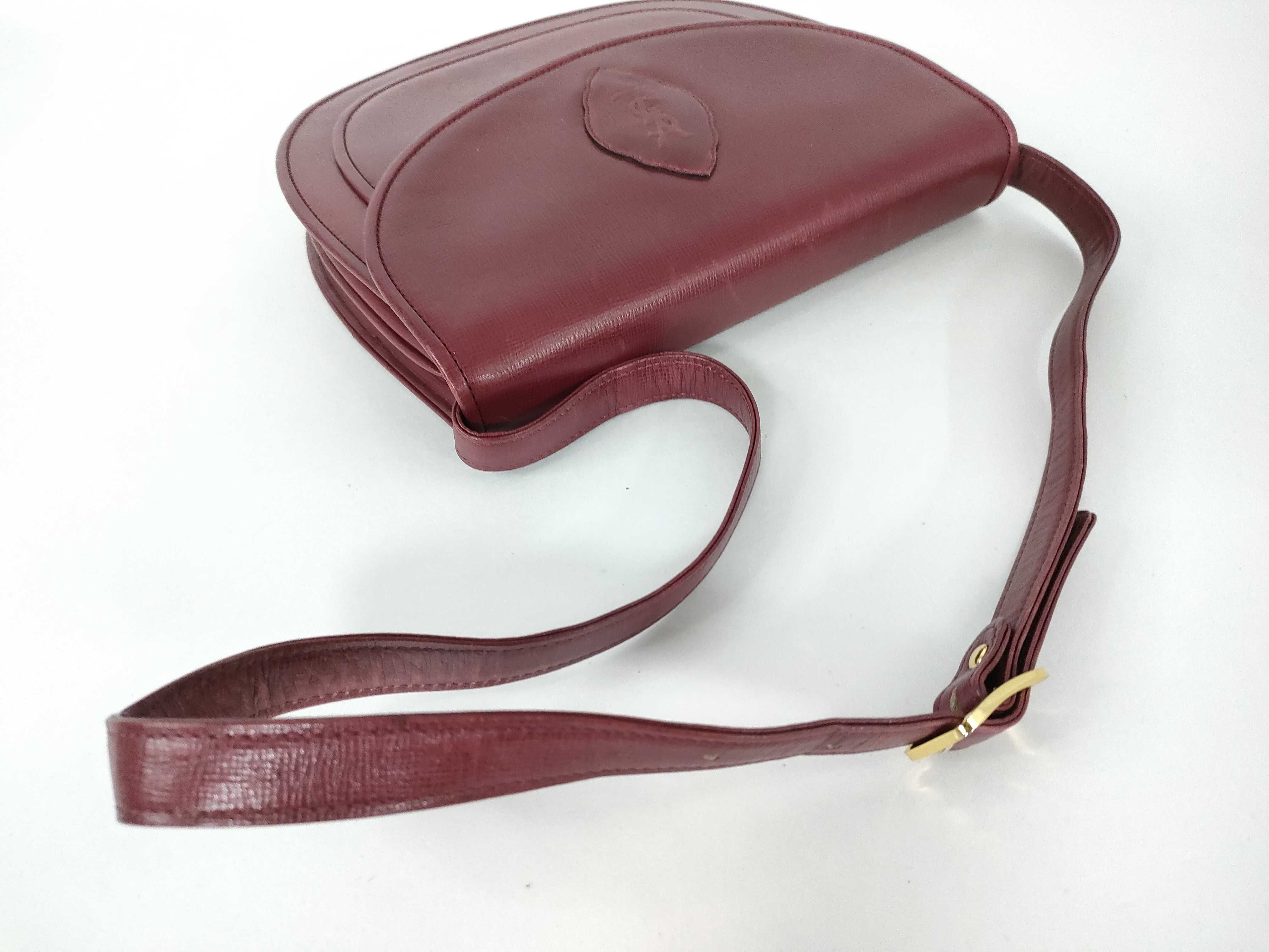 Leather Shoulder Bag, Vintage Shoulder Bag, Bordeaux Shoulder Bag — view 3