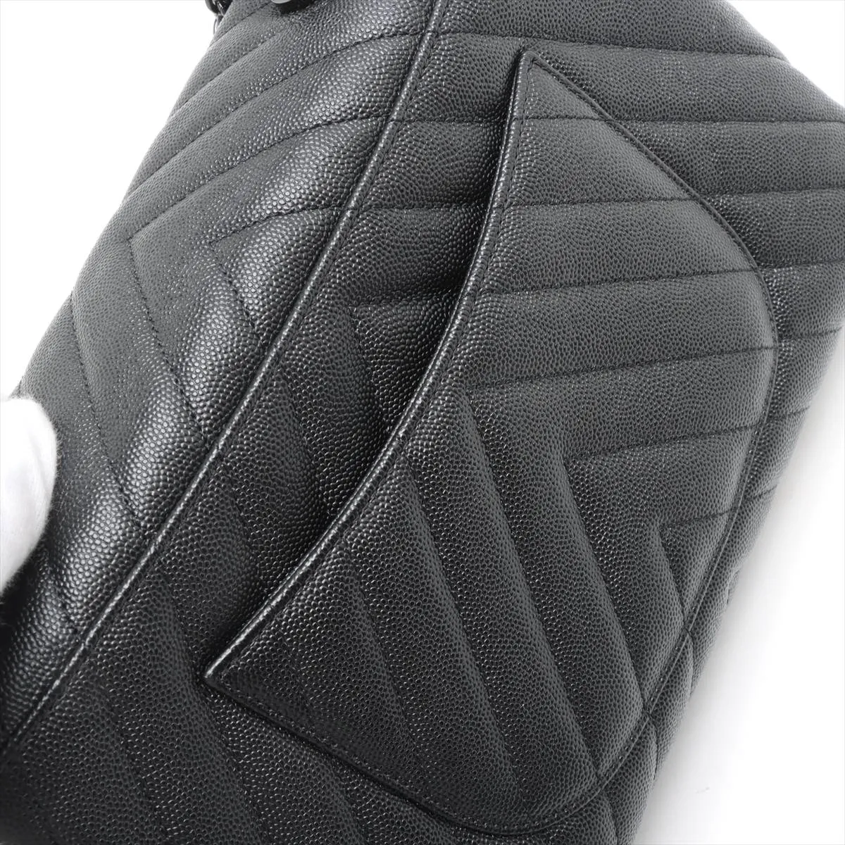 [Individually wrapped] Chanel Coco Handle 29 S caviar skin 2WAY handbag chevron black metal fittings 26351877 26th series A92991 — view 15