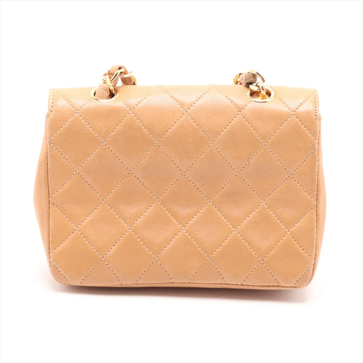 Mini Matelassé Lambskin Chain Shoulder Bag, Push Lock, Beige, Gold Hardware, 338004, Series 3 — view 2