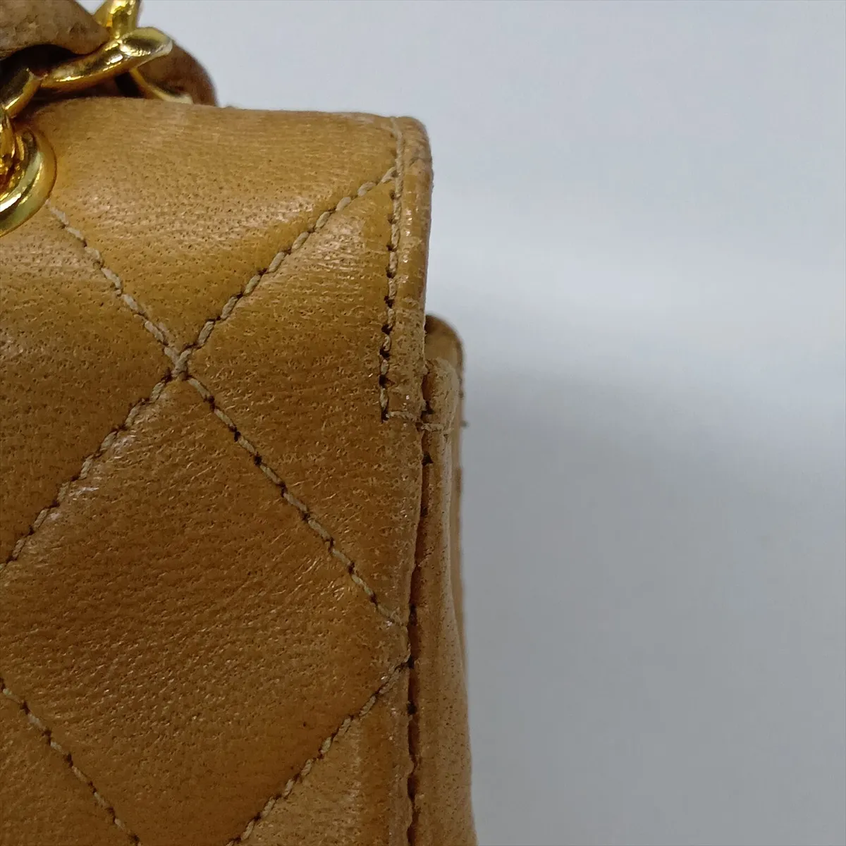Mini Matelassé Lambskin Chain Shoulder Bag, Push Lock, Beige, Gold Hardware, 338004, Series 3 — view 12