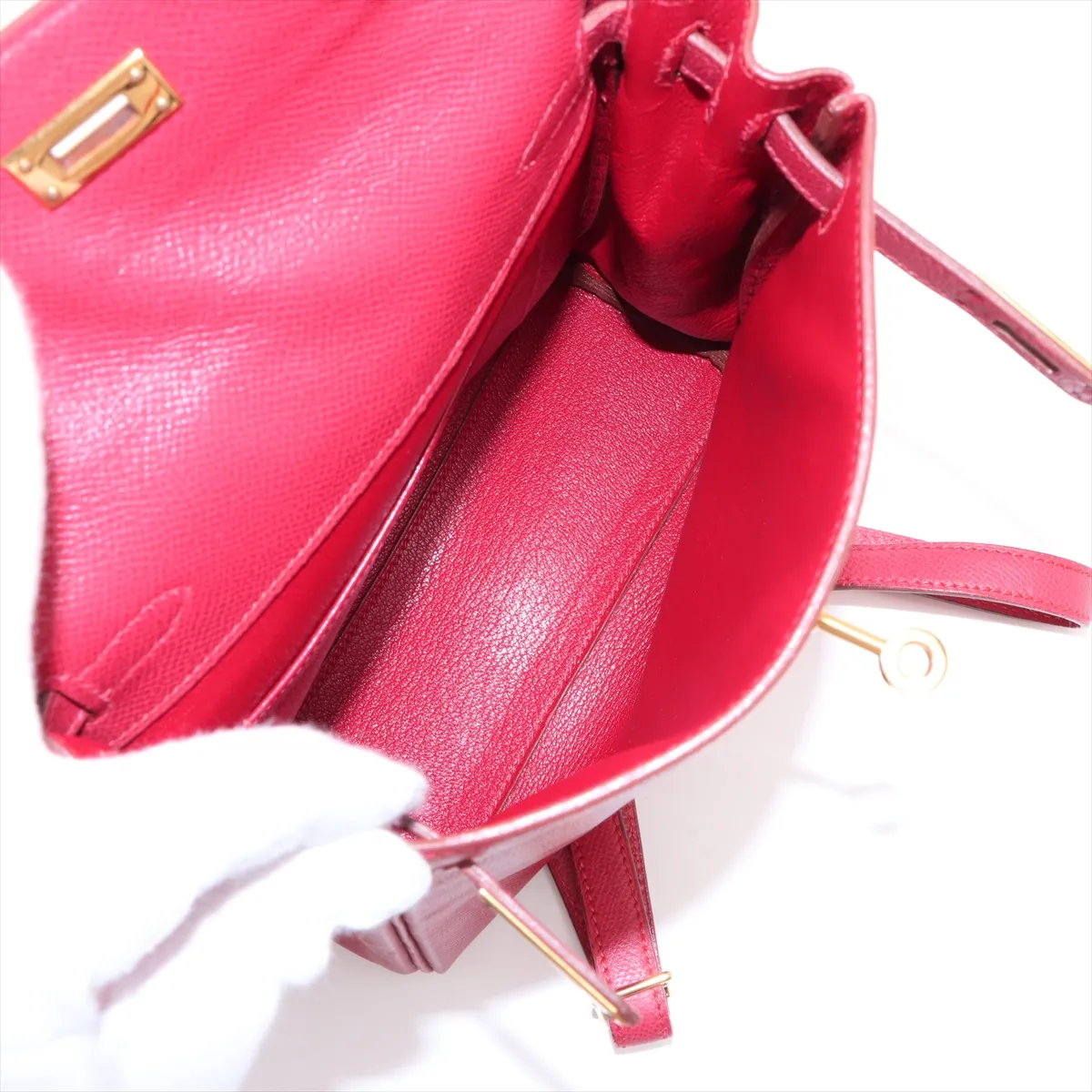 [Individually wrapped] Hermes Kelly Ad PM Couchevel Rouge Vif Gold hardware A:1997 — view 7
