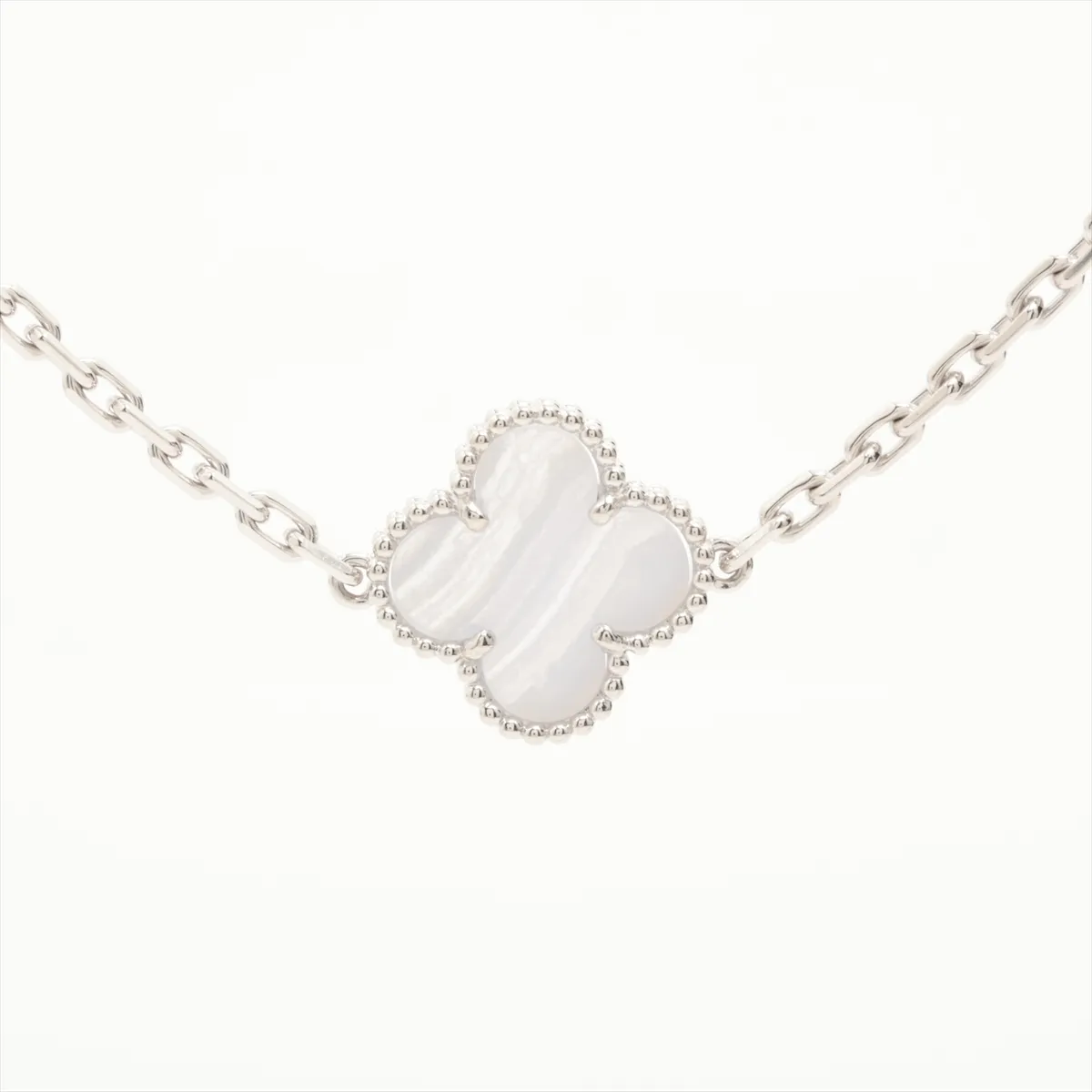 Vintage Alhambra 10-Piece Chalcedony Necklace, 750 (WG), 25.2g, JE400653. (Stone — view 3