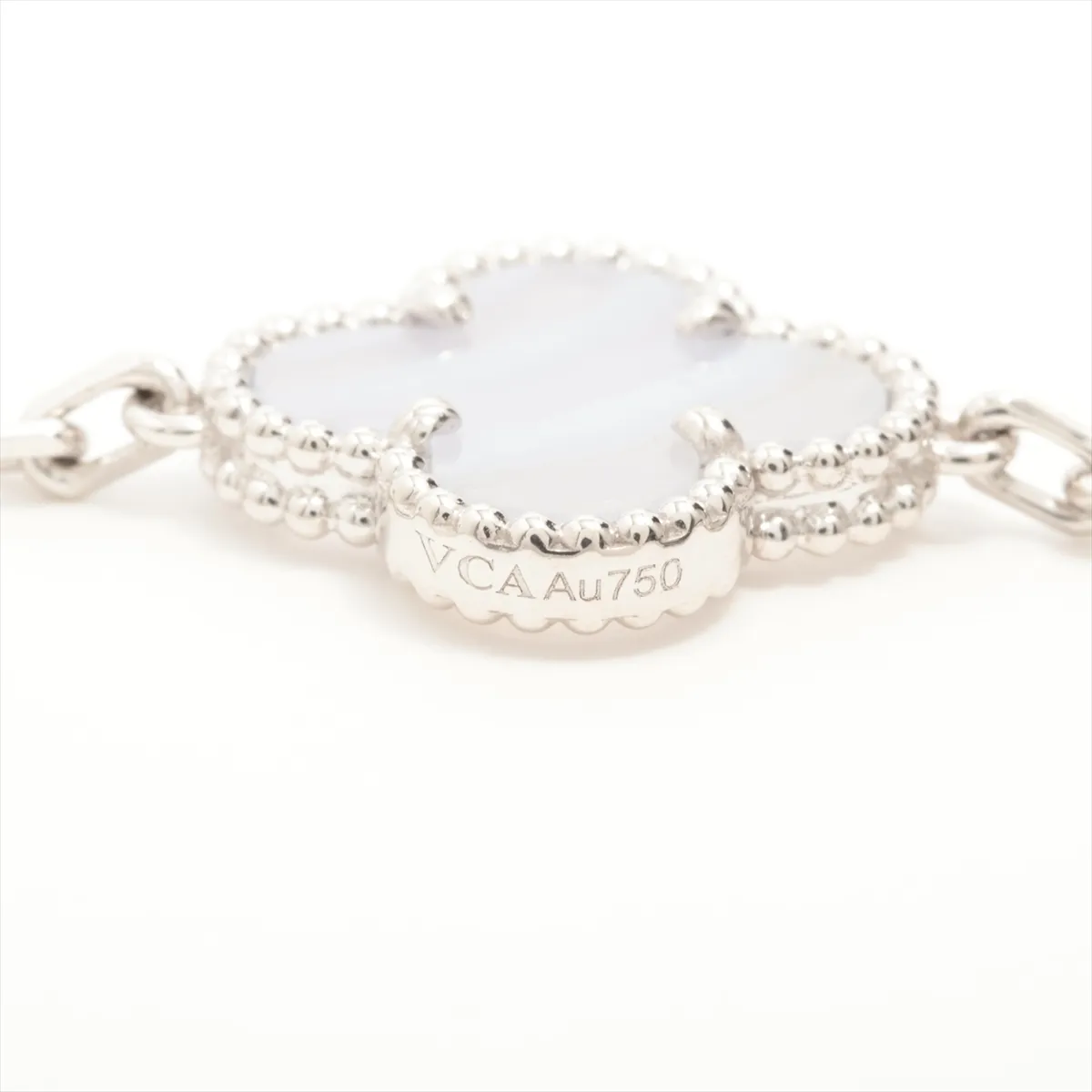 Vintage Alhambra 10-Piece Chalcedony Necklace, 750 (WG), 25.2g, JE400653. (Stone — view 5