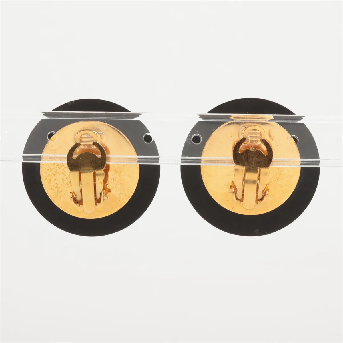 Cocomark Matelasse 28 (1993) Earrings (for both ears) GP x Plastic Black x Gold — view 2