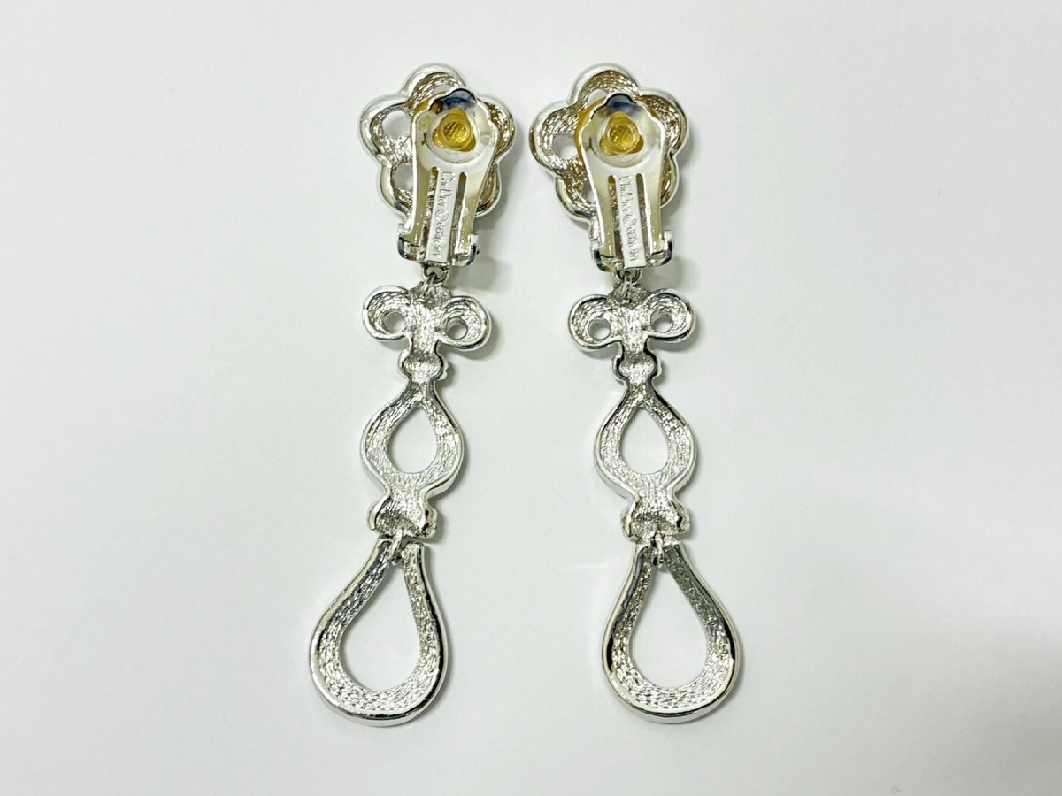 Flower Rhinestone Earrings, Silver Color — view 2