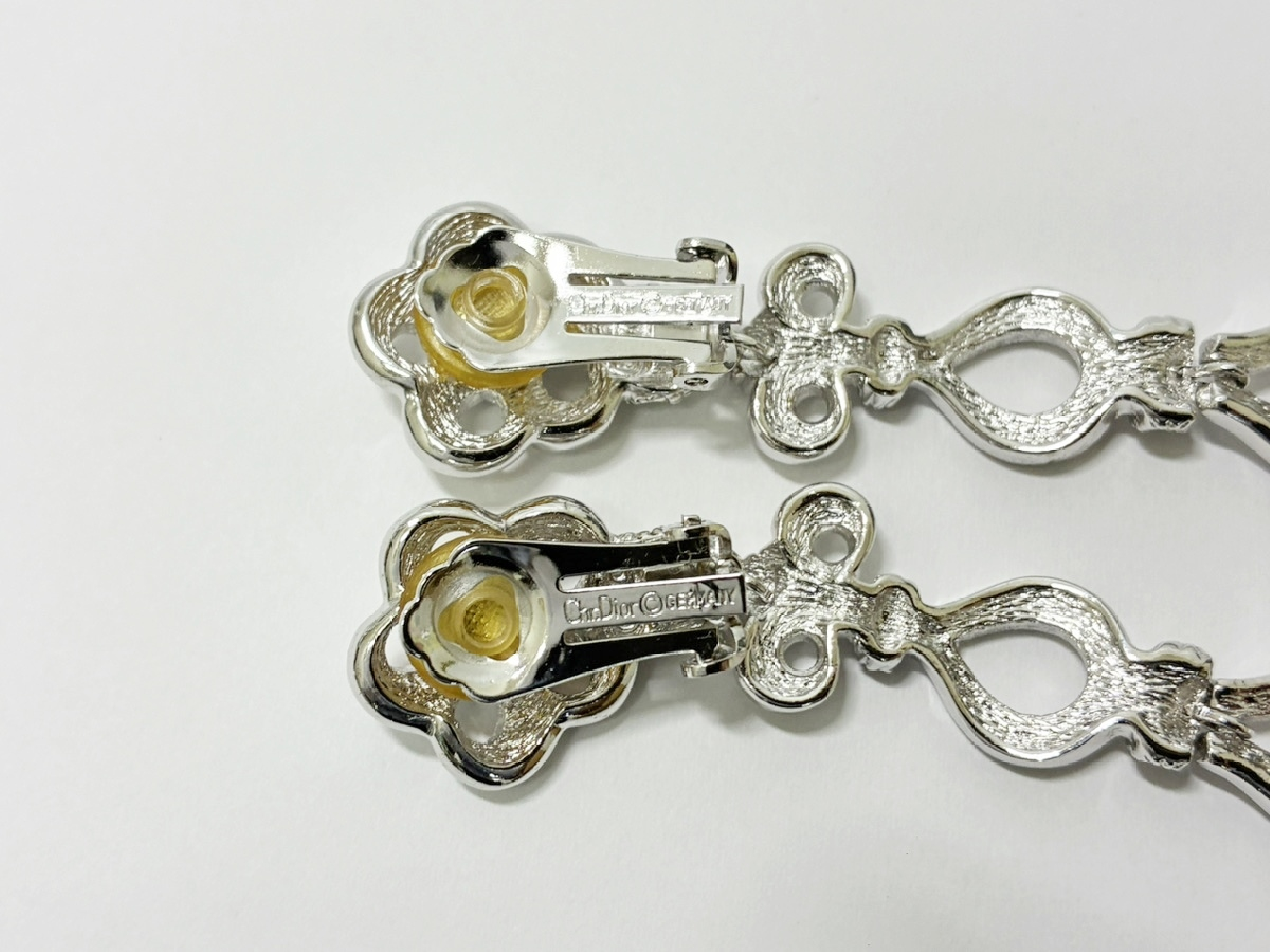 Flower Rhinestone Earrings, Silver Color — view 3