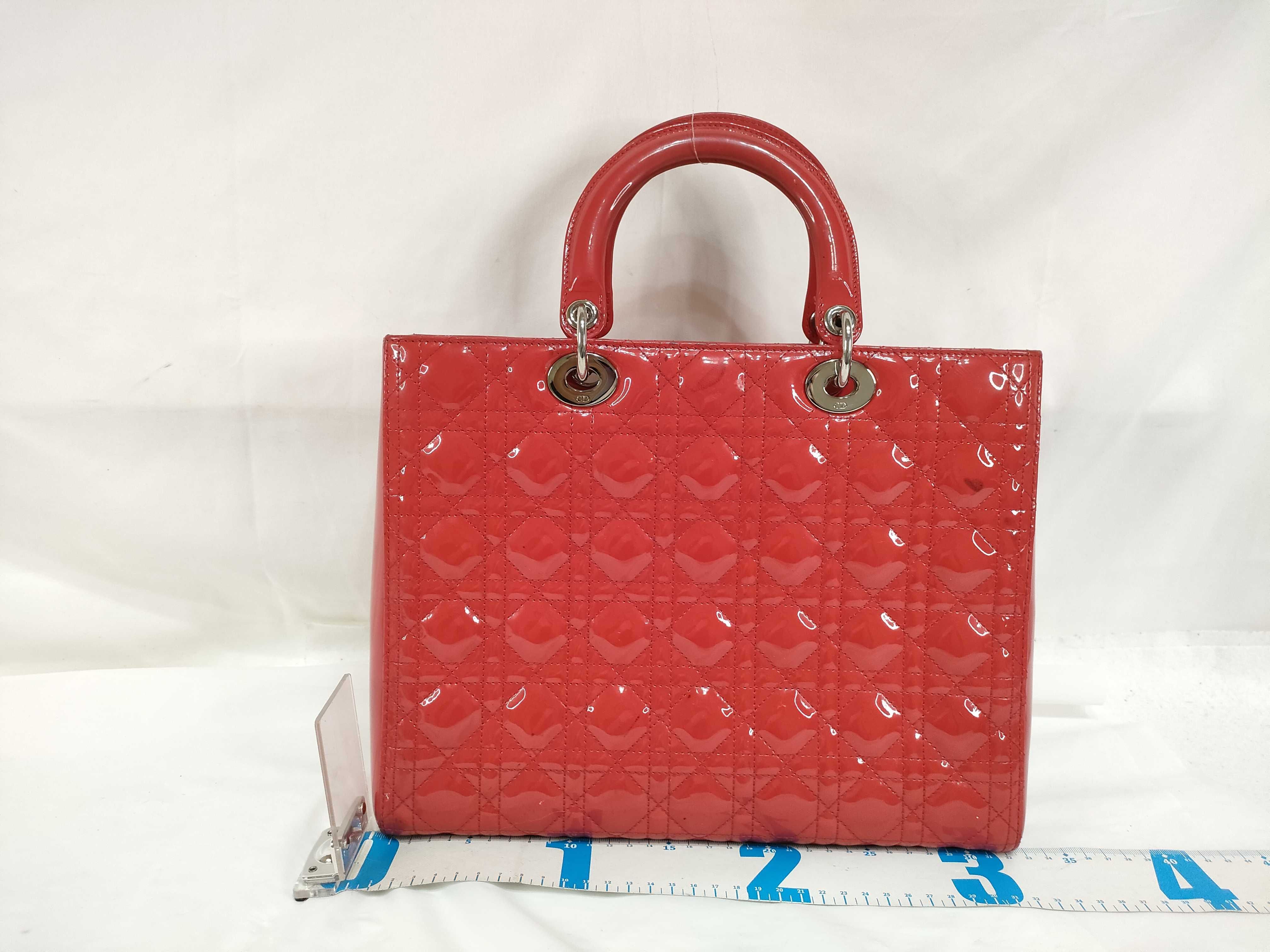 Lady Dior Patent Leather Red Shoulder Bag — view 2